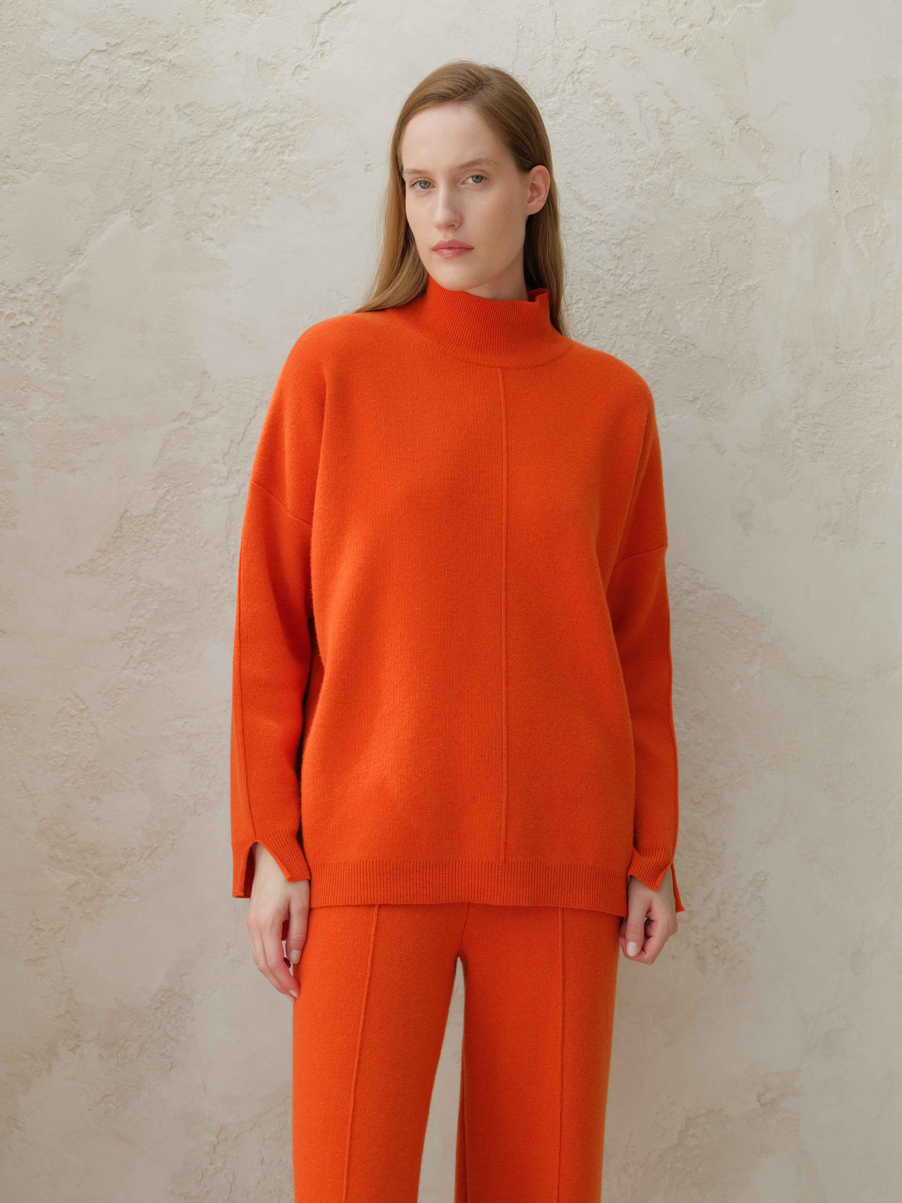 Cashmere Mix Solid Maxi Turtleneck Sweater