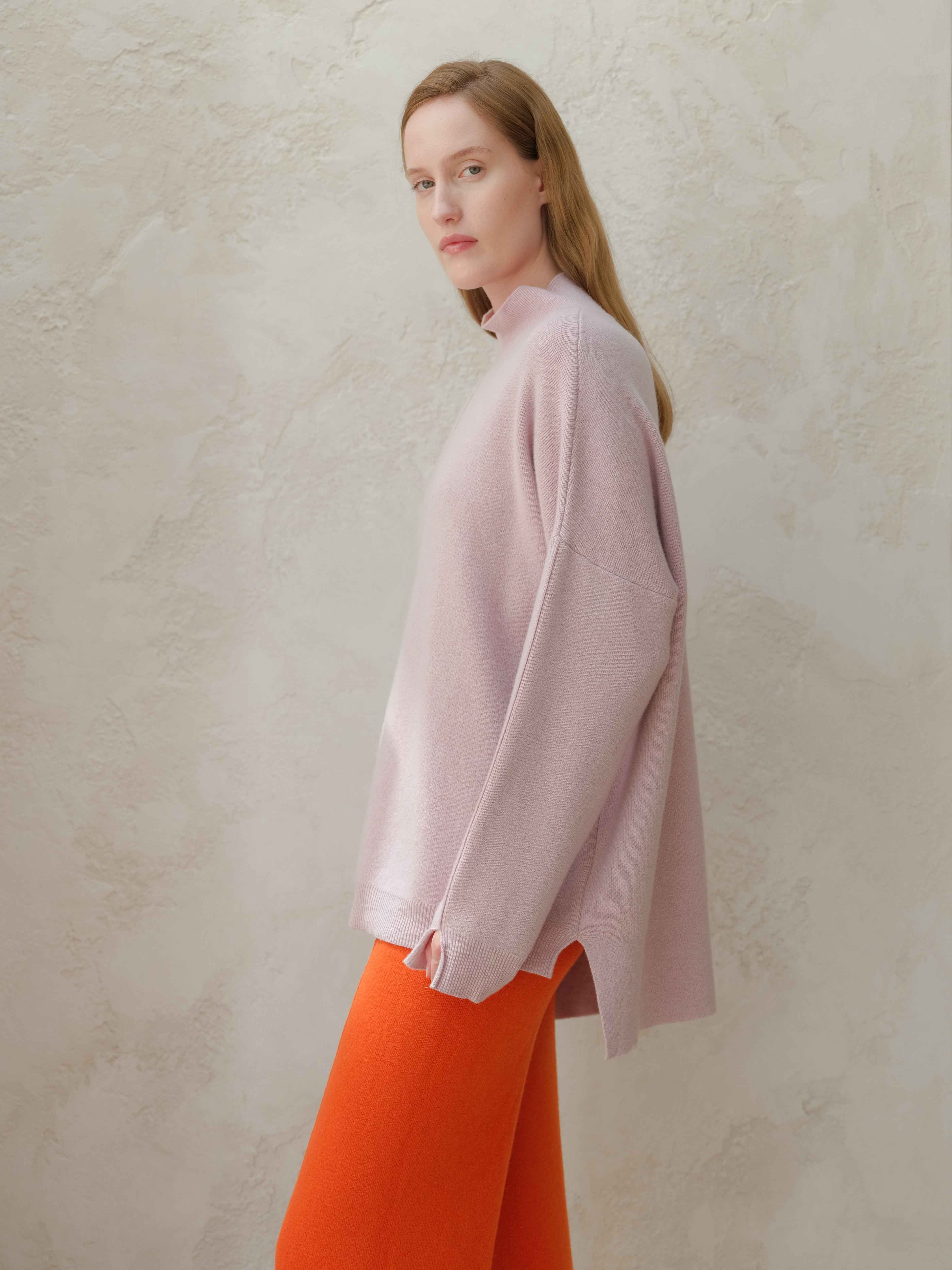 Cashmere Mix Solid Maxi Turtleneck Sweater