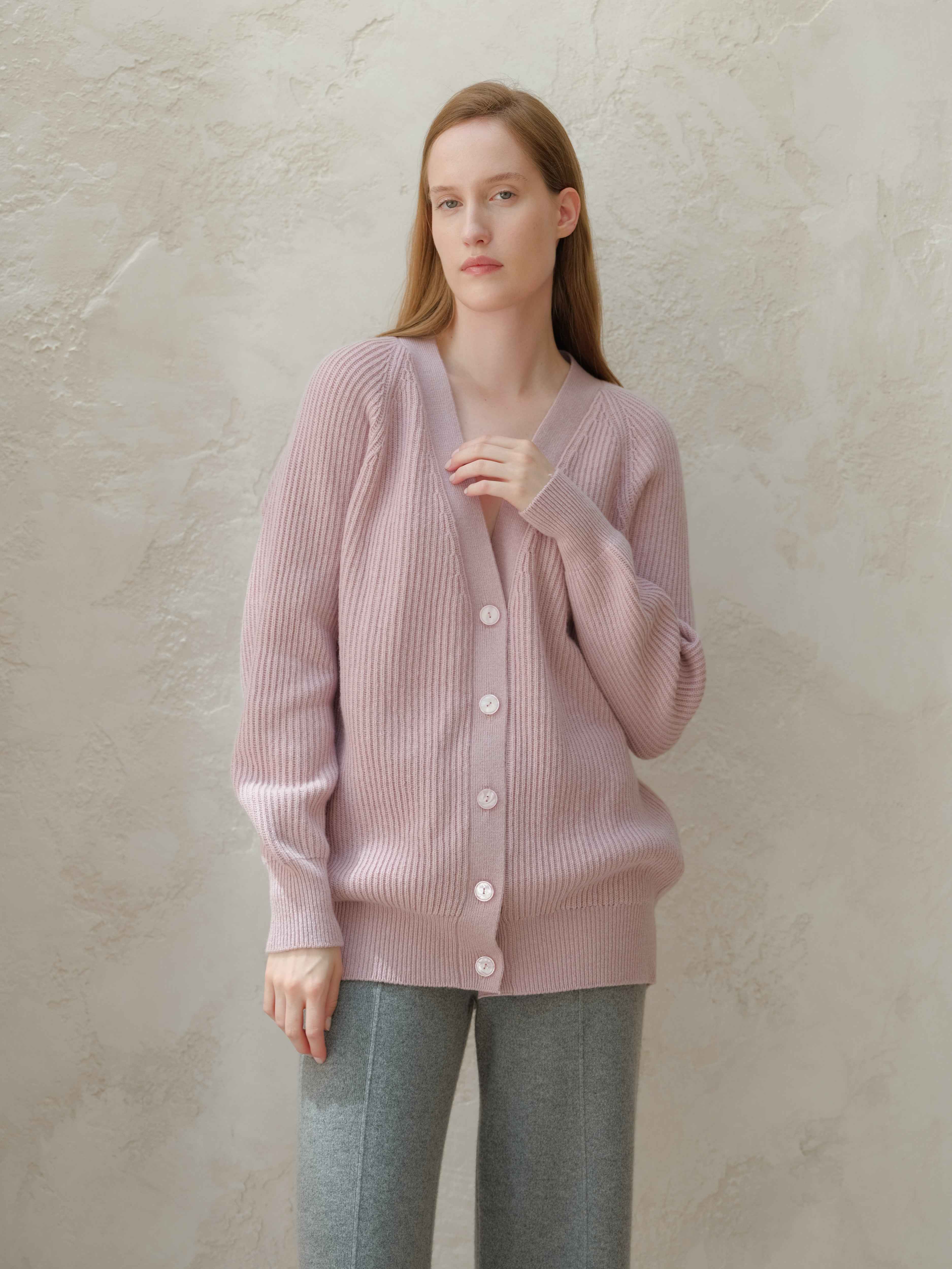 Cashmere Mix Long Ribbed Cardigan
