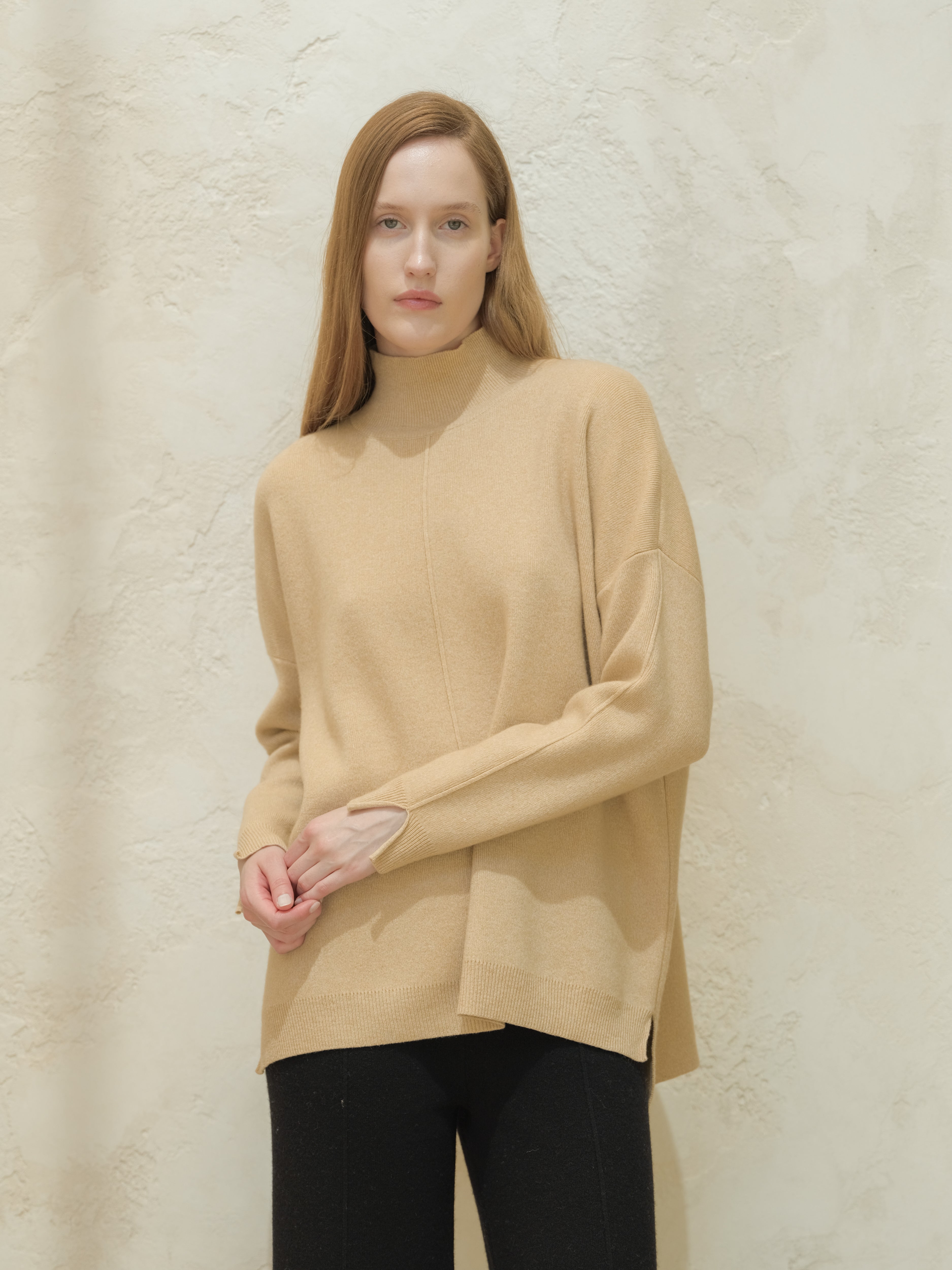 Maglione dolcevita maxi in misto cashmere