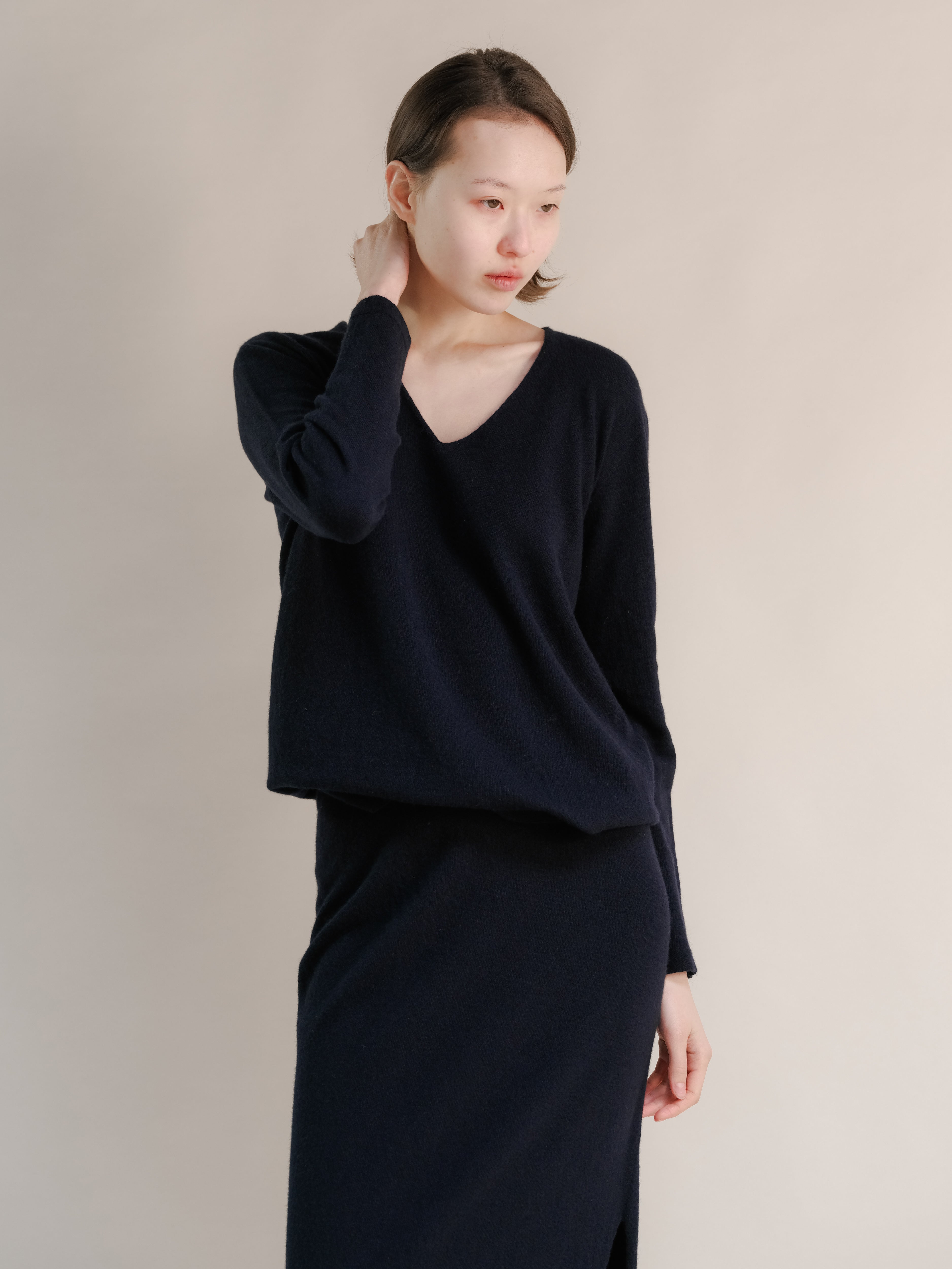 Maglione a V in misto cashmere (3D-Knit)