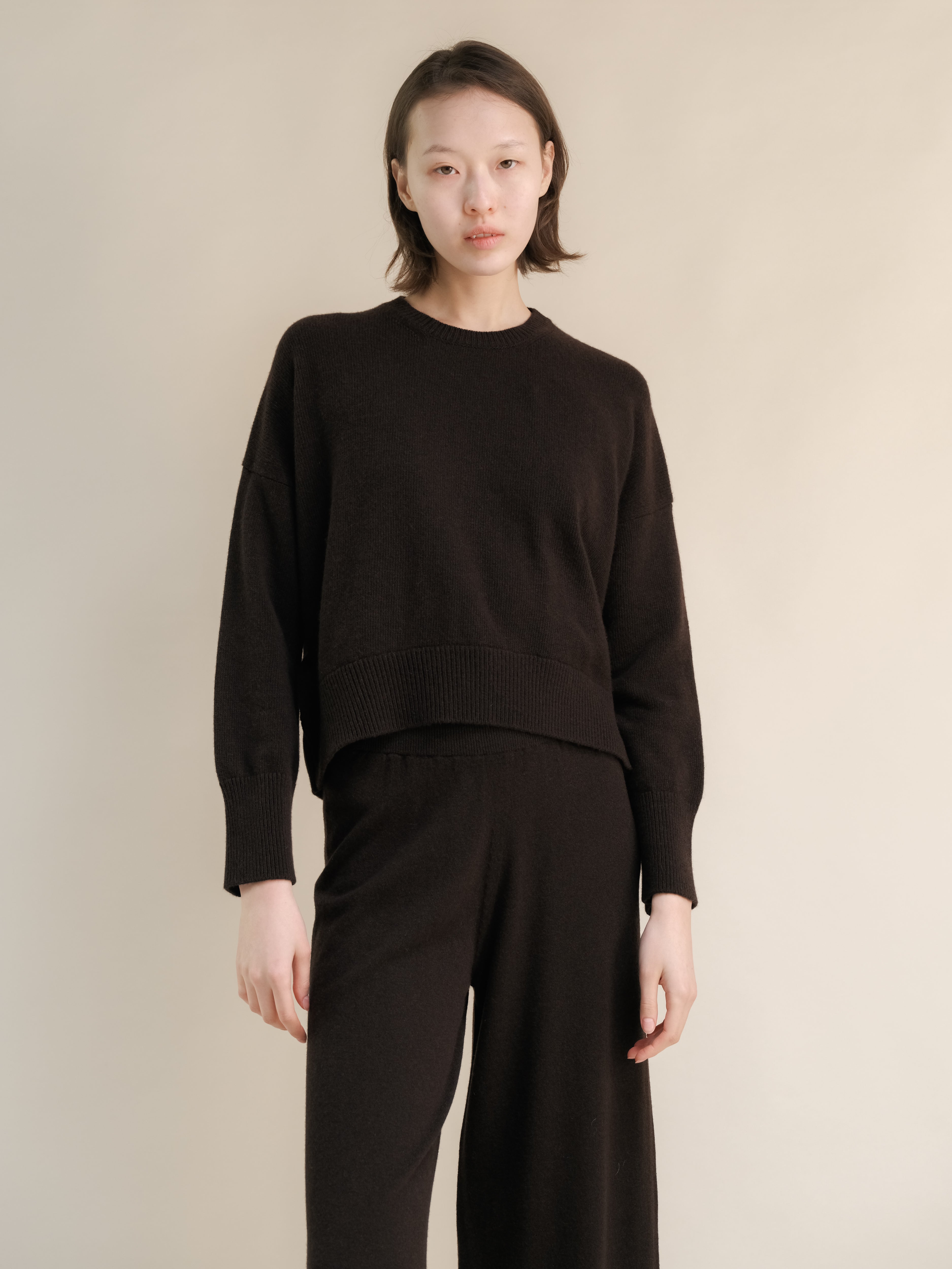 Maglia girocollo in misto cashmere