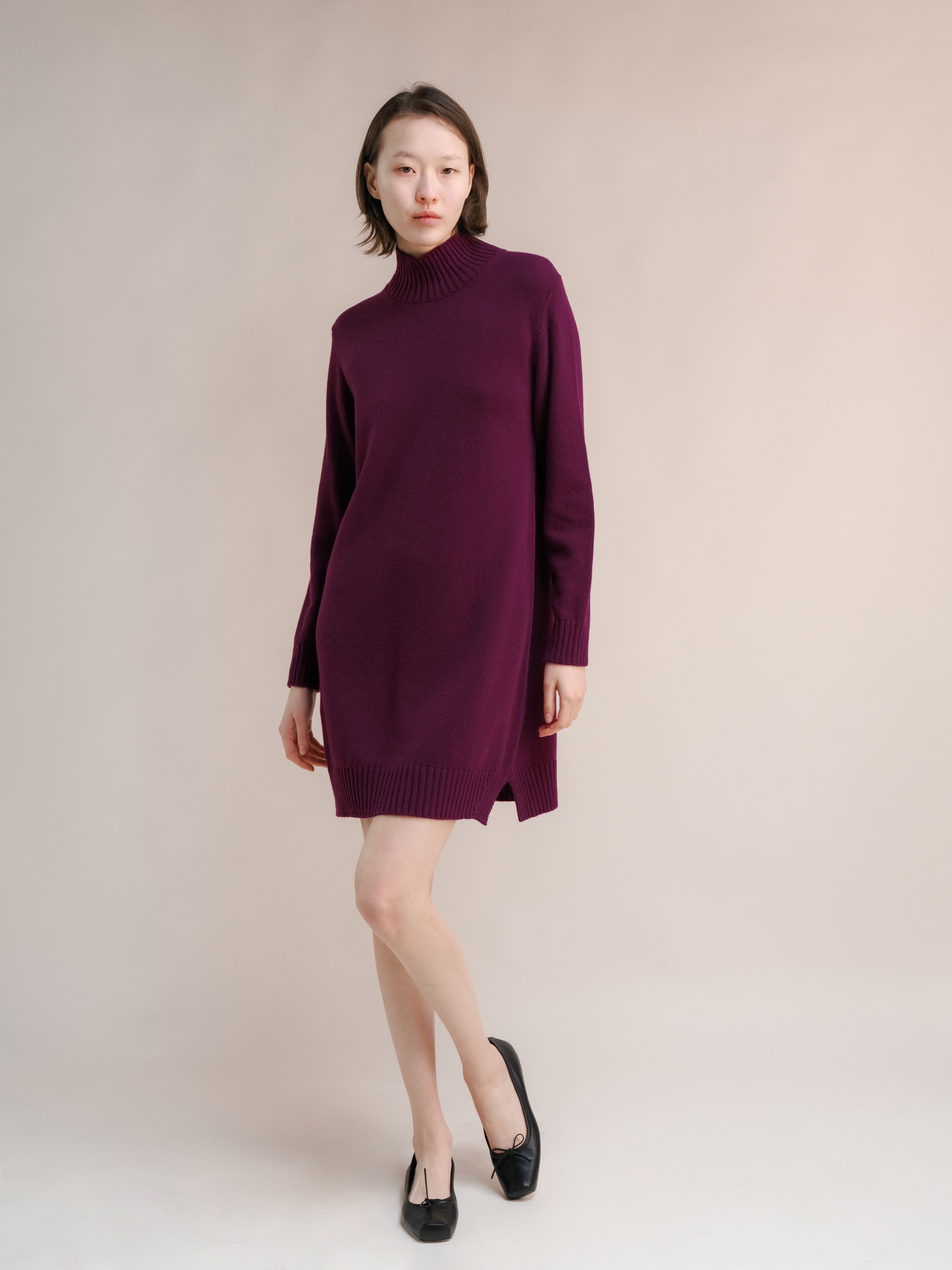 Abito midi a collo alto in misto cashmere
