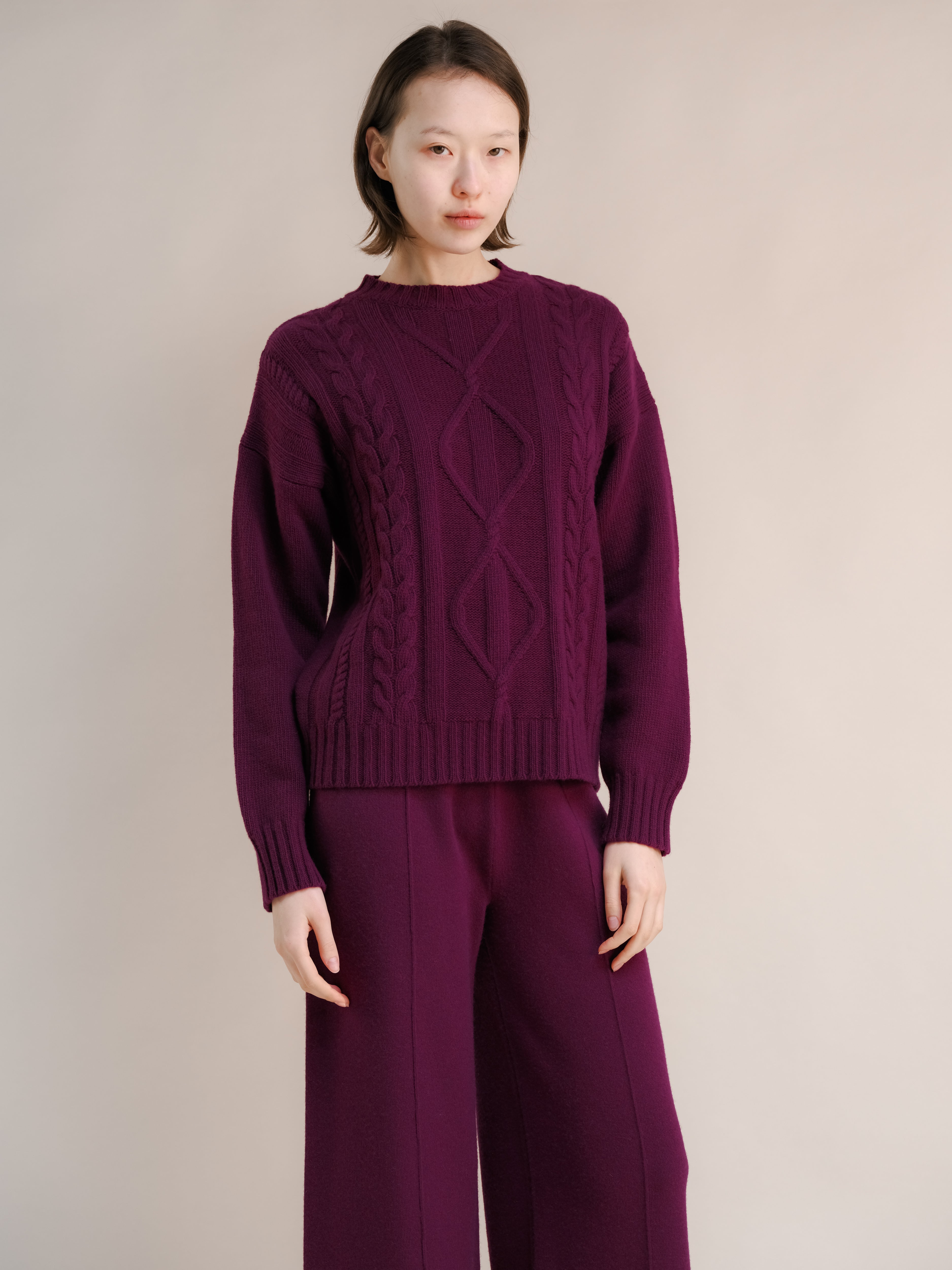 Maglione a trecce in misto cashmere
