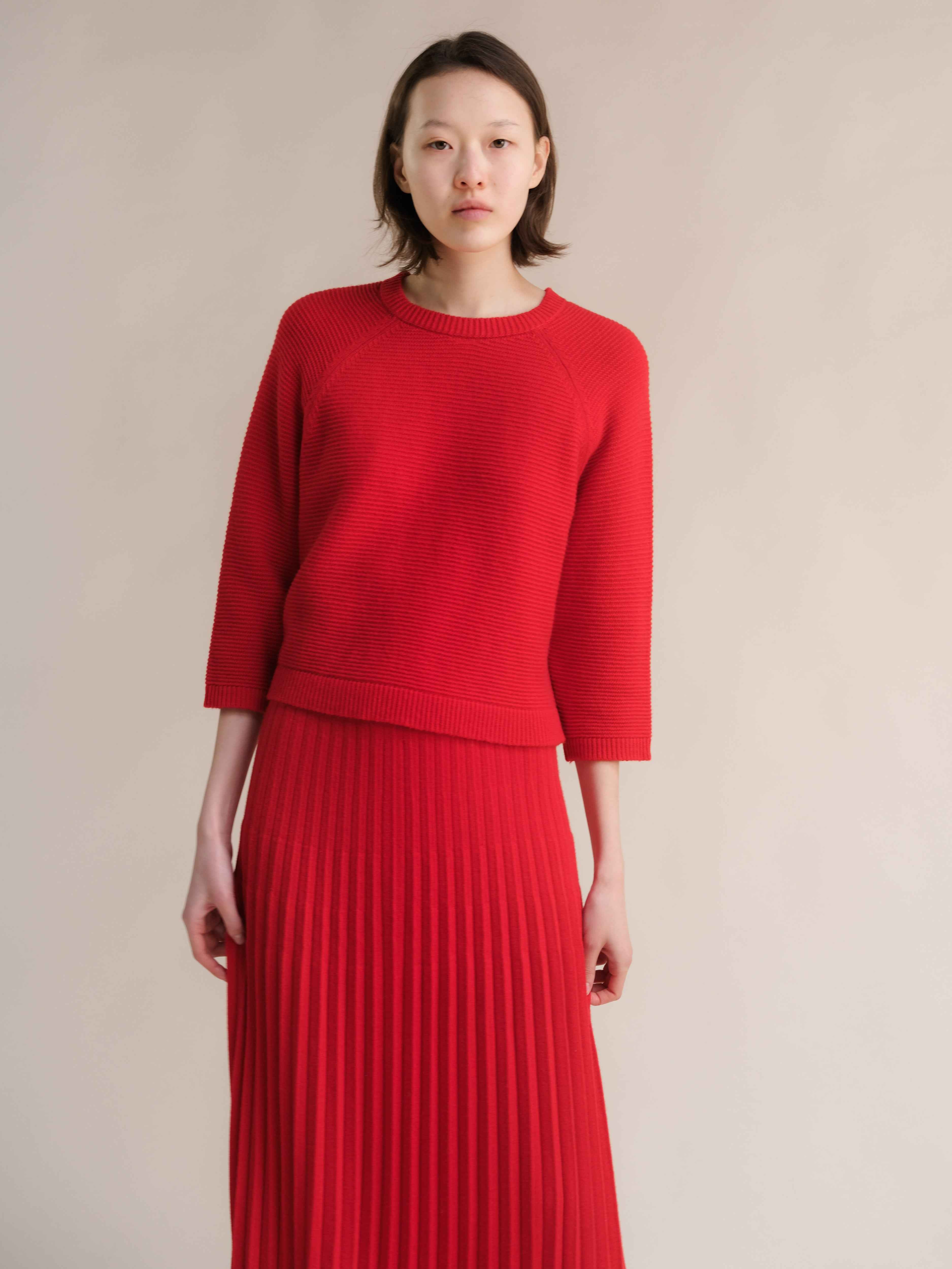 Cashmere Mix Cropped 3/4 Sleeve Pullover