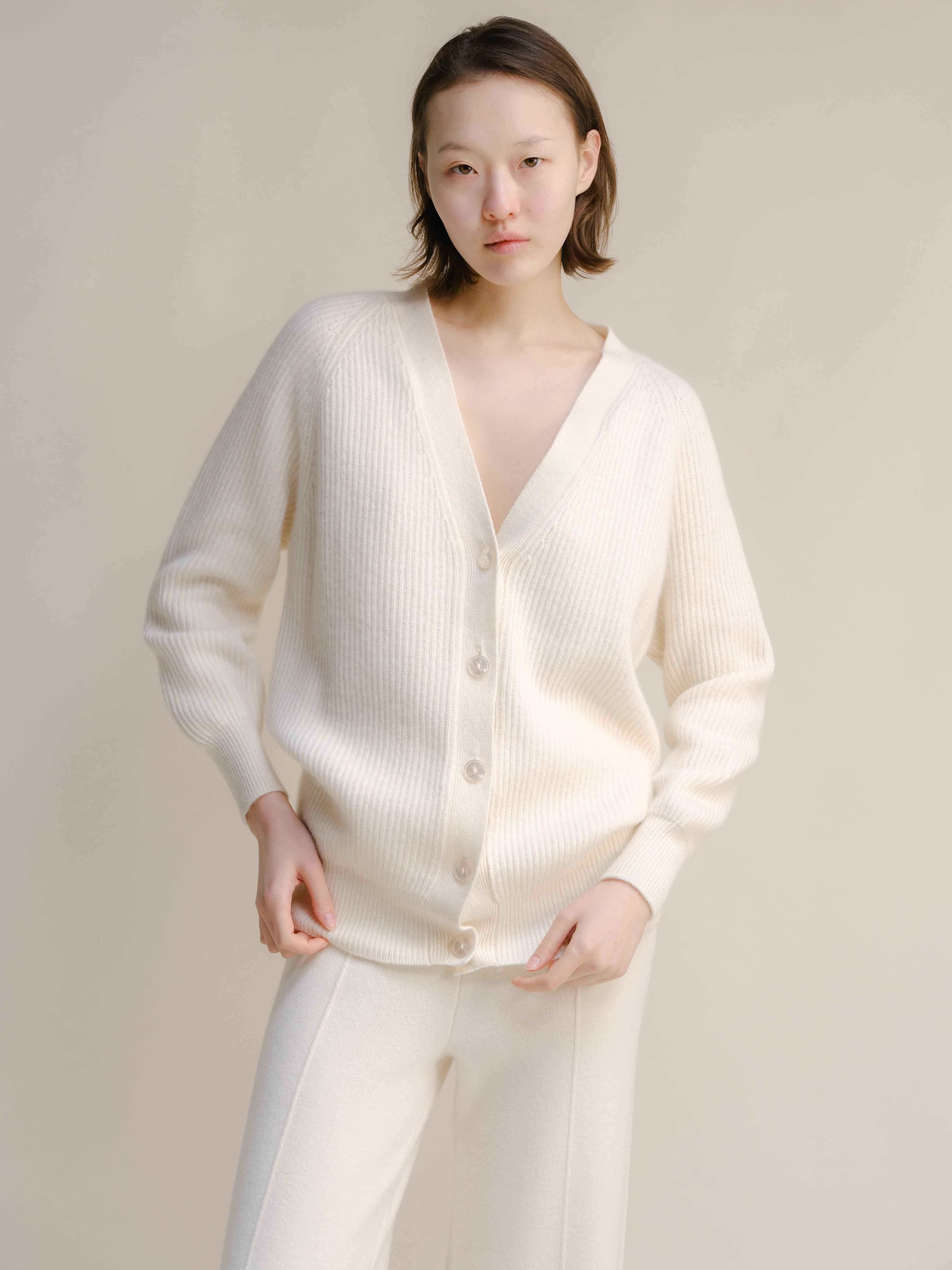 Cashmere Mix Long Ribbed Cardigan