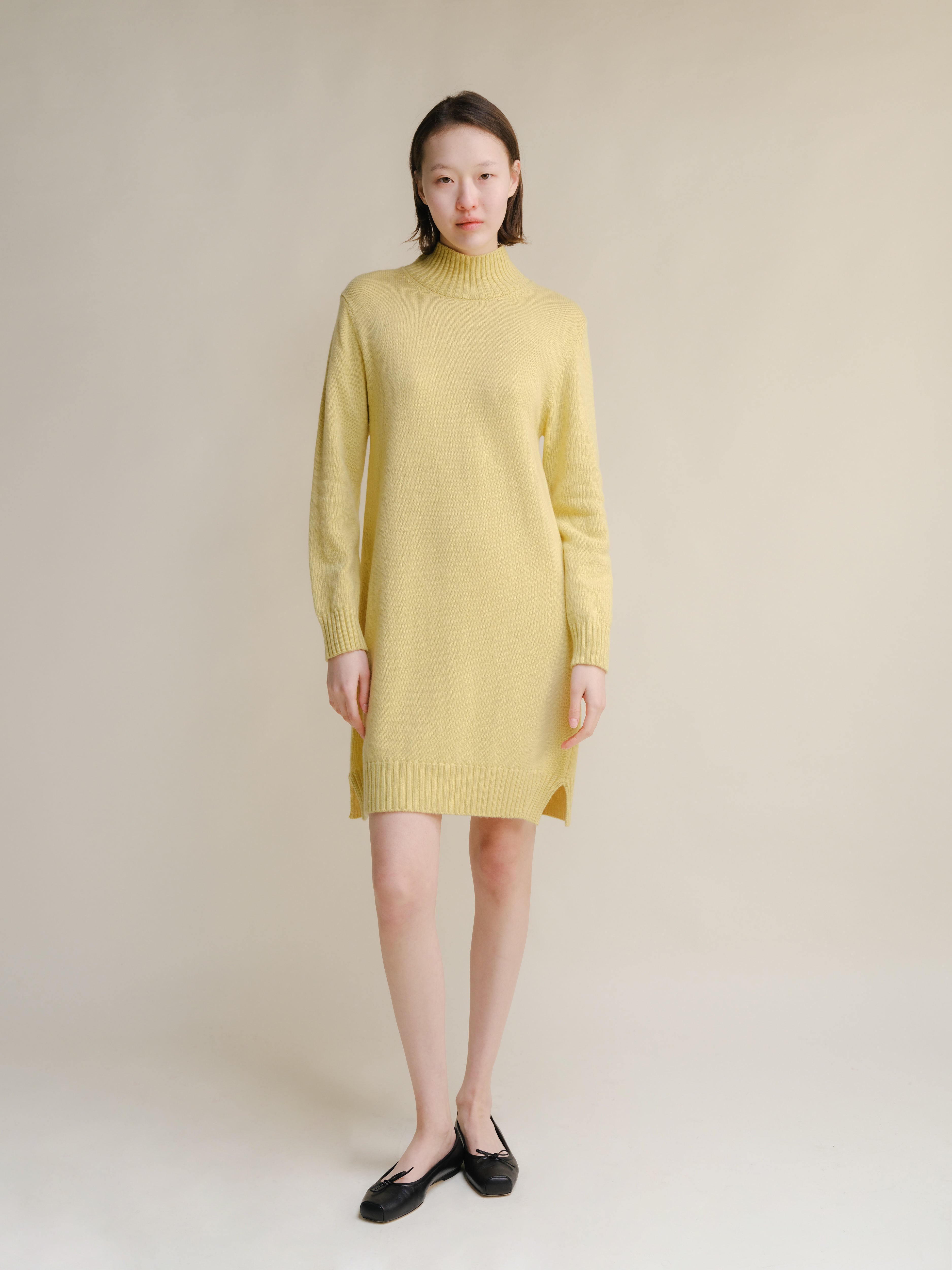 Abito midi a collo alto in misto cashmere