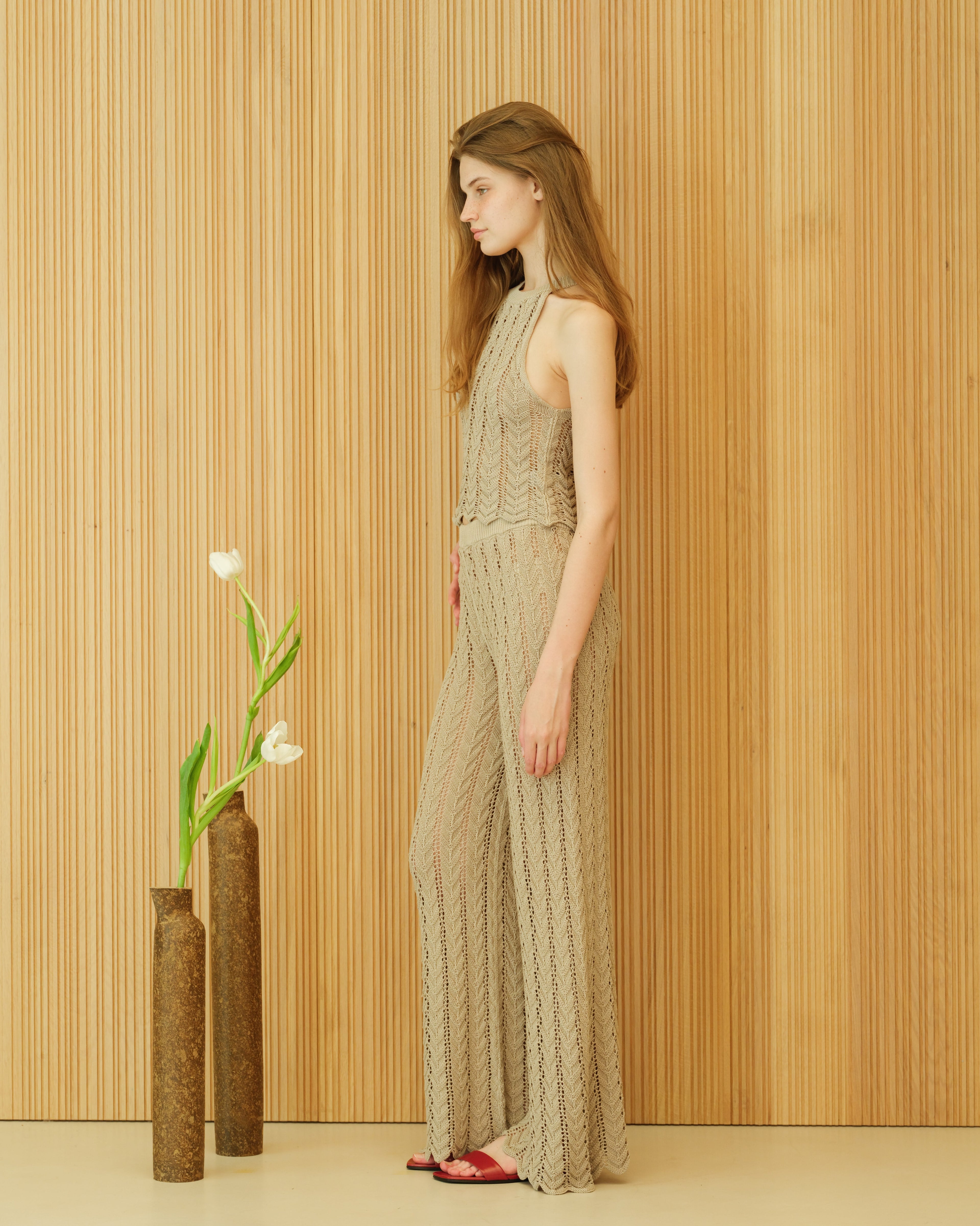 Top all’uncinetto a zig zag in cotone fine