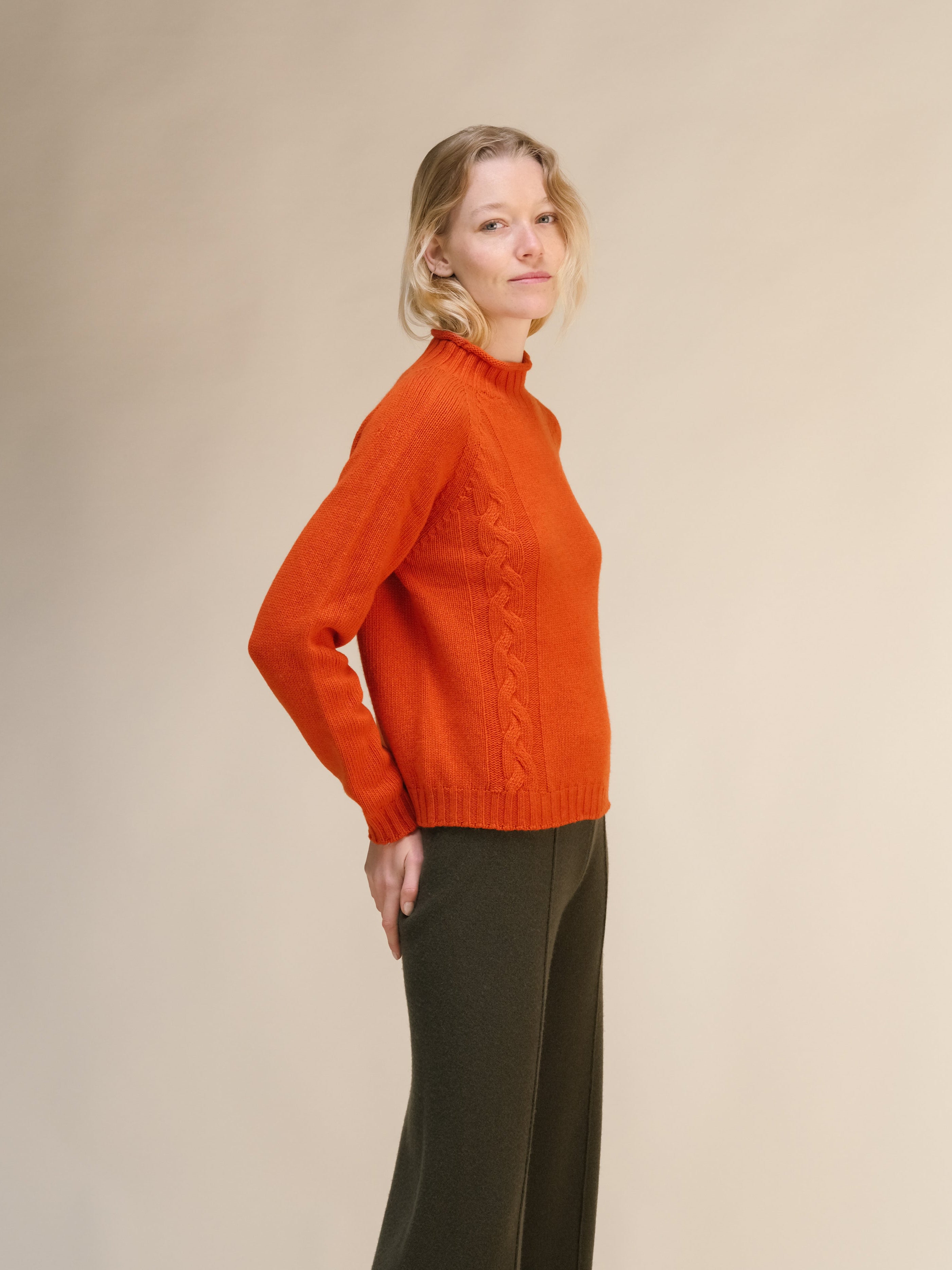 Maglione a trecce “Ricciolo” in misto cashmere (3D-Knit)