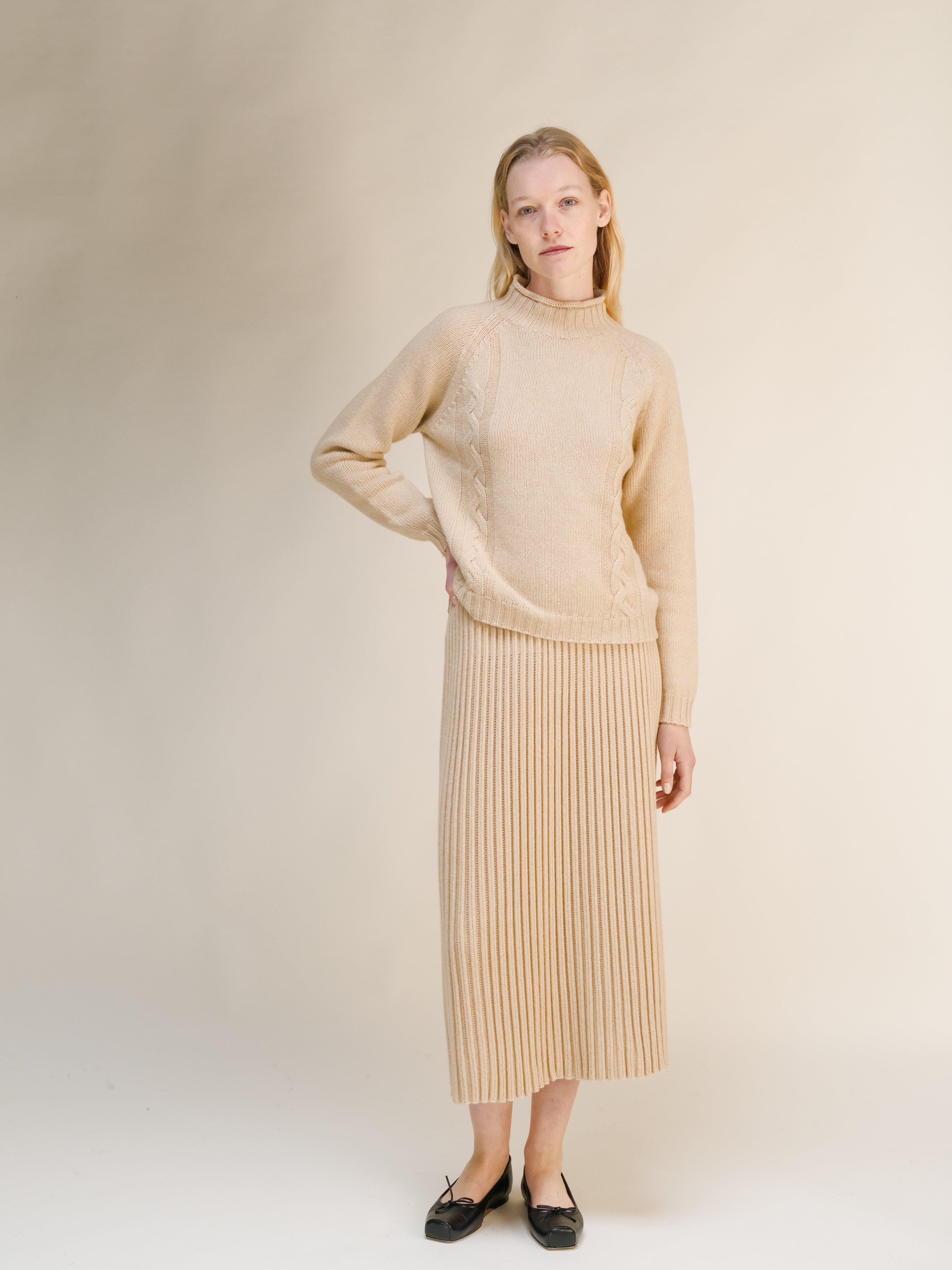Maglione a trecce “Ricciolo” in misto cashmere (3D-Knit)