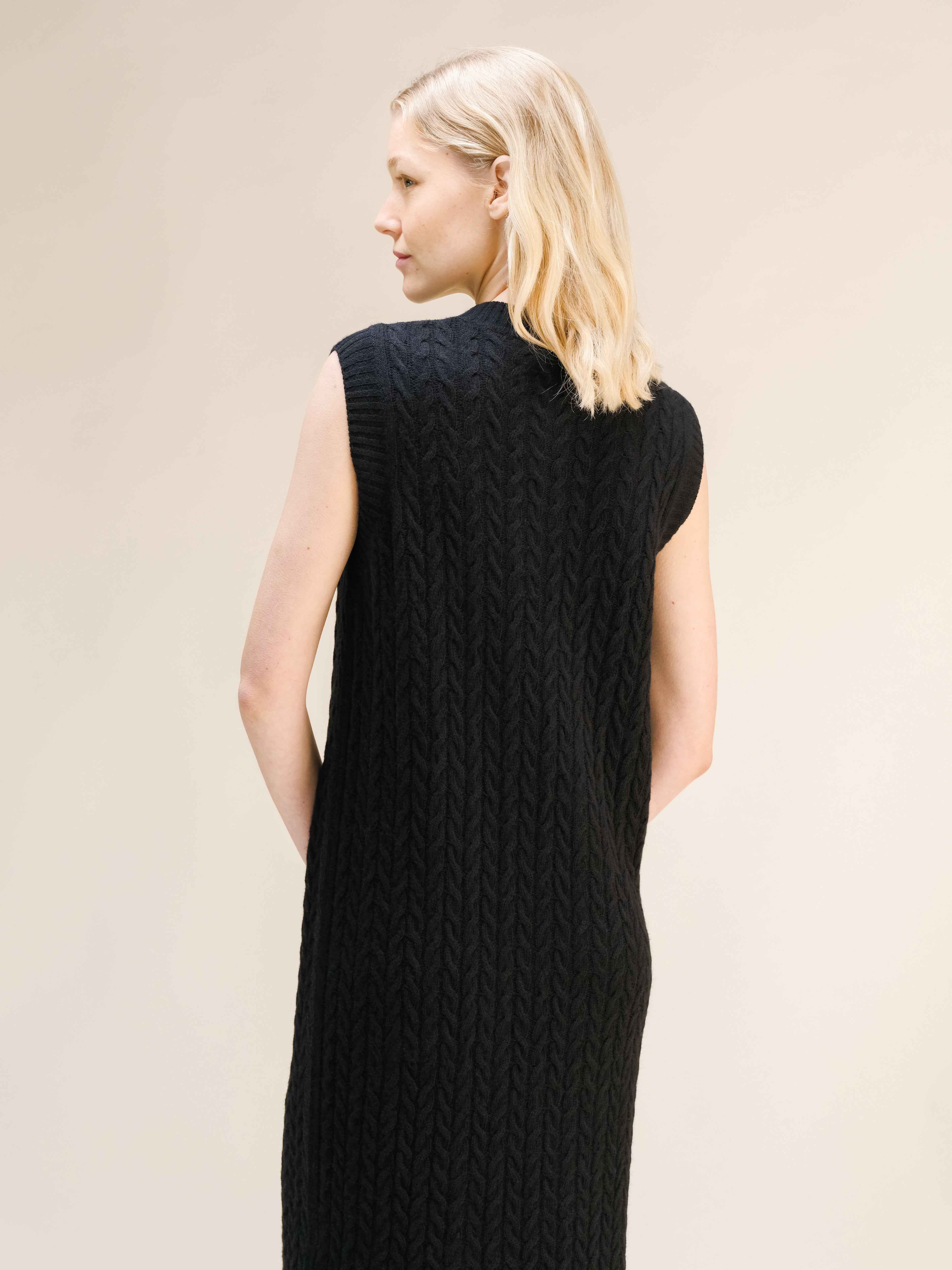 Cashmere Mix Sleeveless Cable Knit Dress