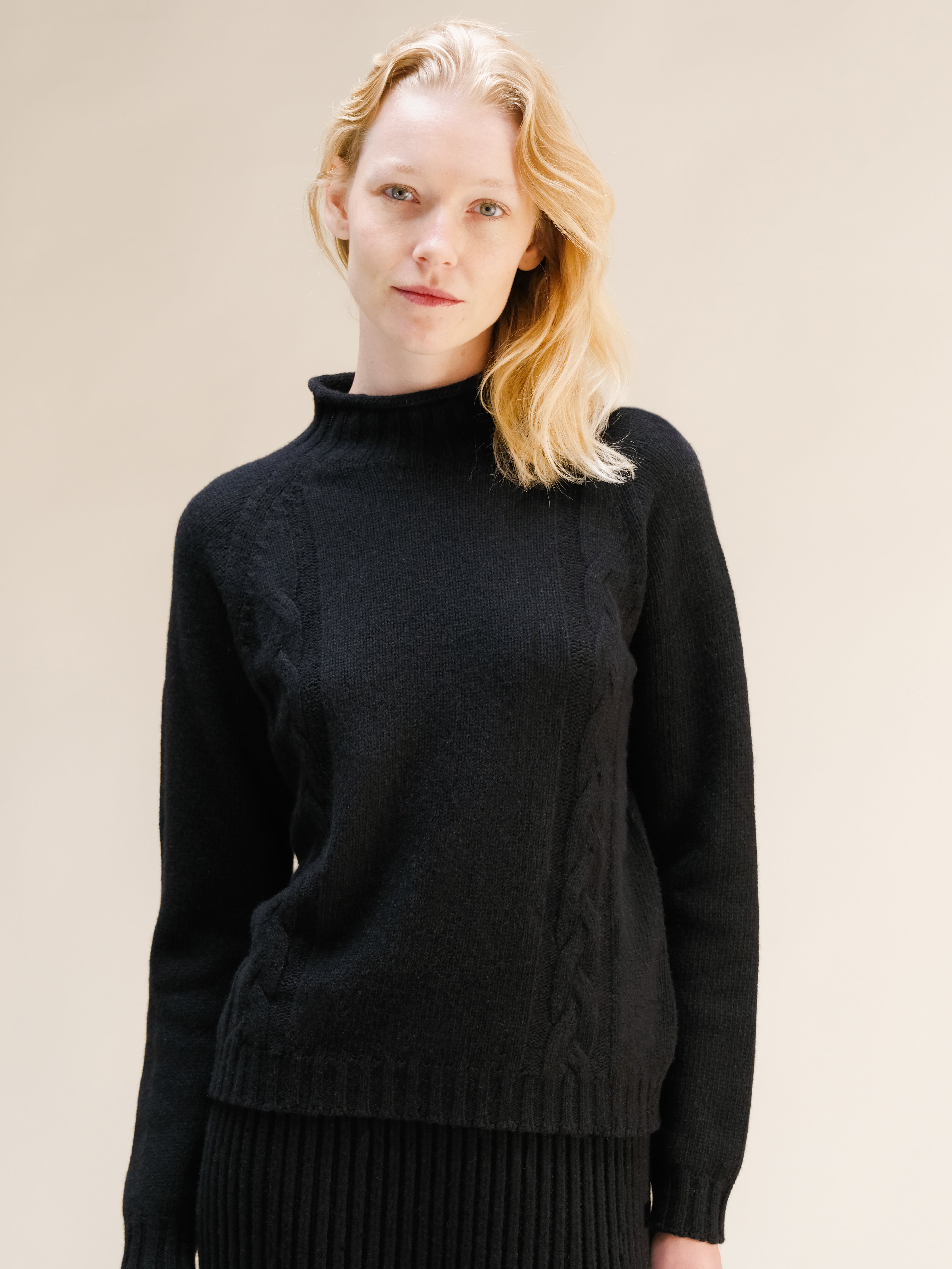 Maglione a trecce “Ricciolo” in misto cashmere (3D-Knit)