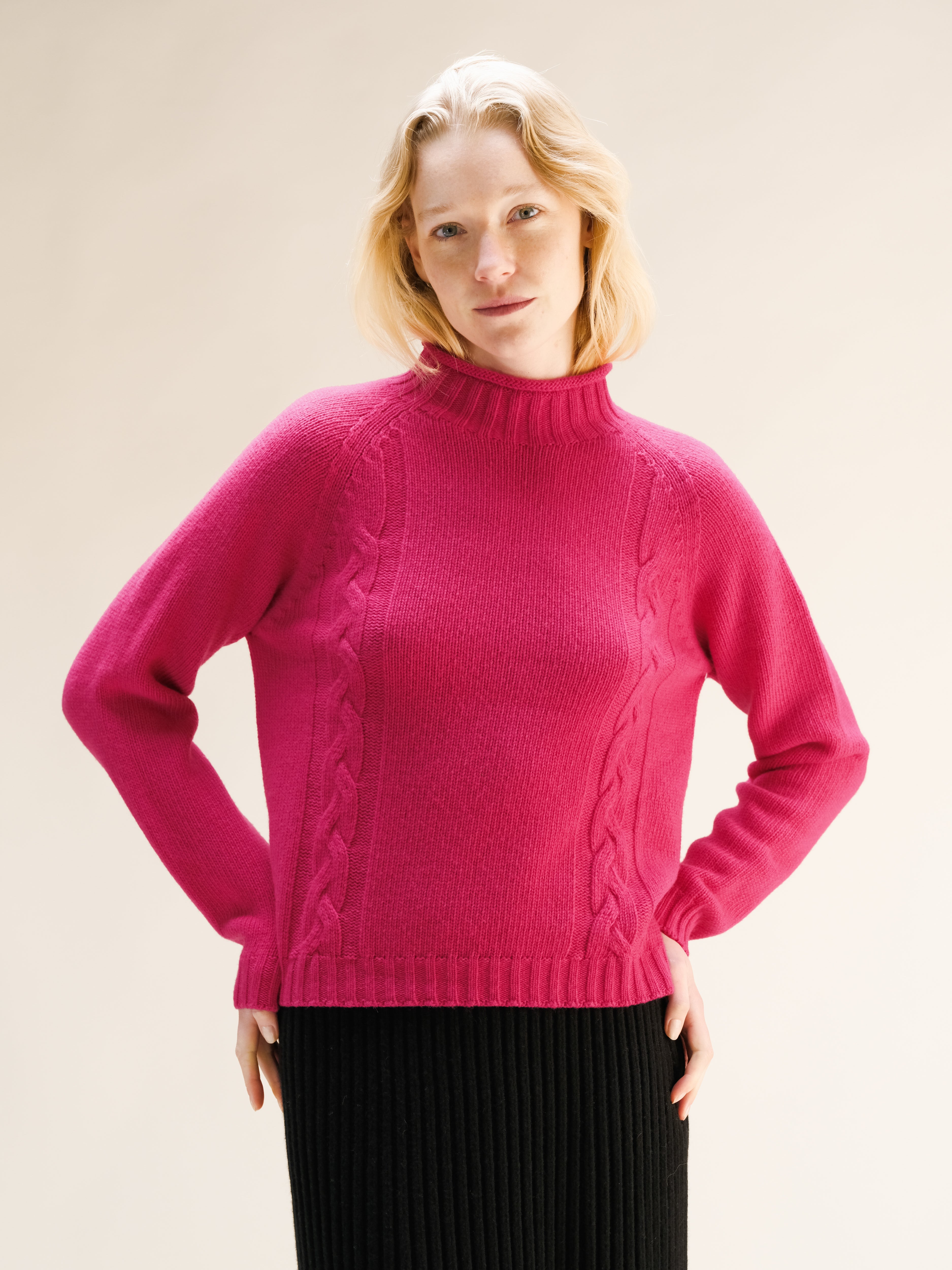Maglione a trecce “Ricciolo” in misto cashmere (3D-Knit)