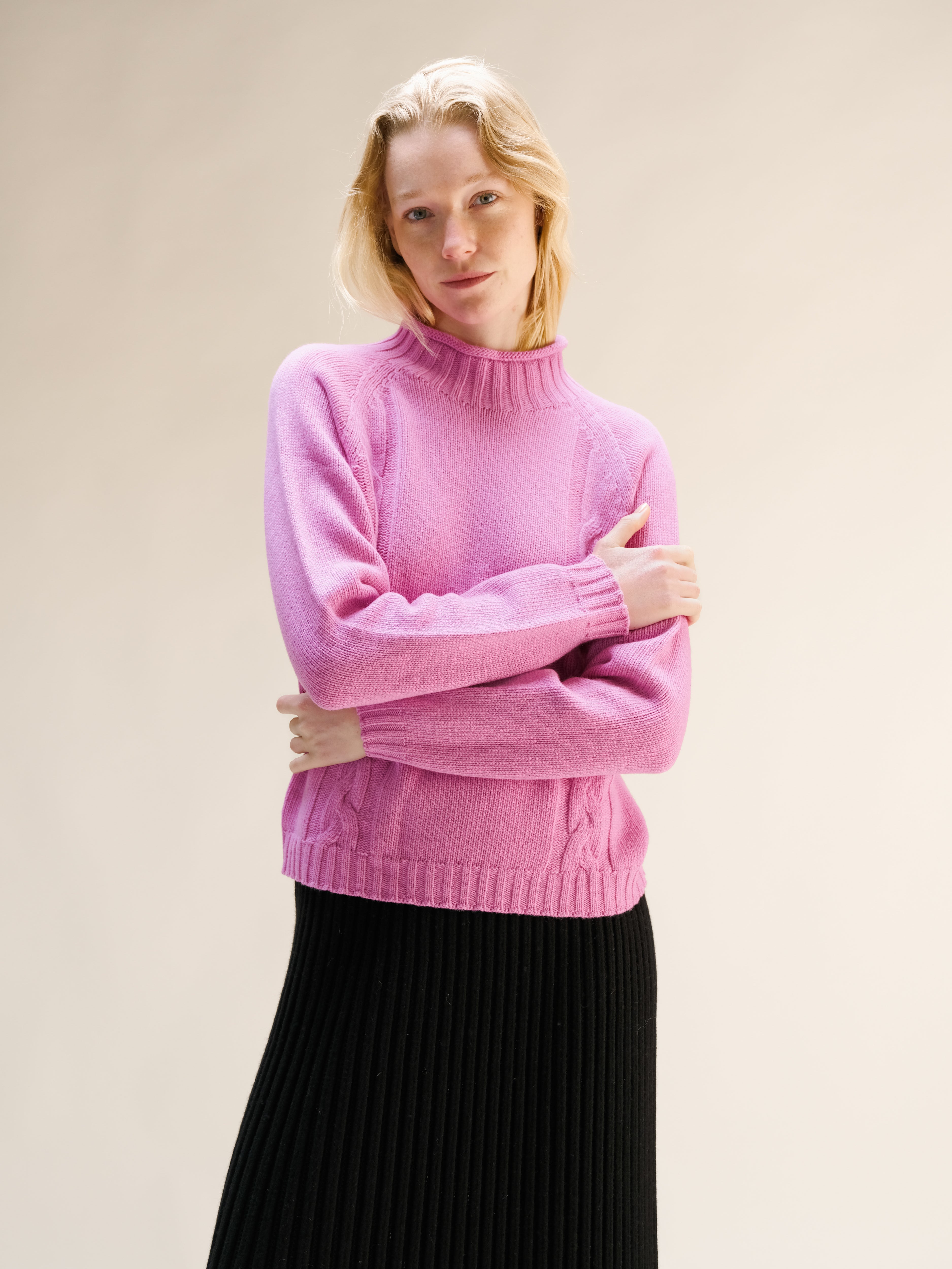 Maglione a trecce “Ricciolo” in misto cashmere (3D-Knit)