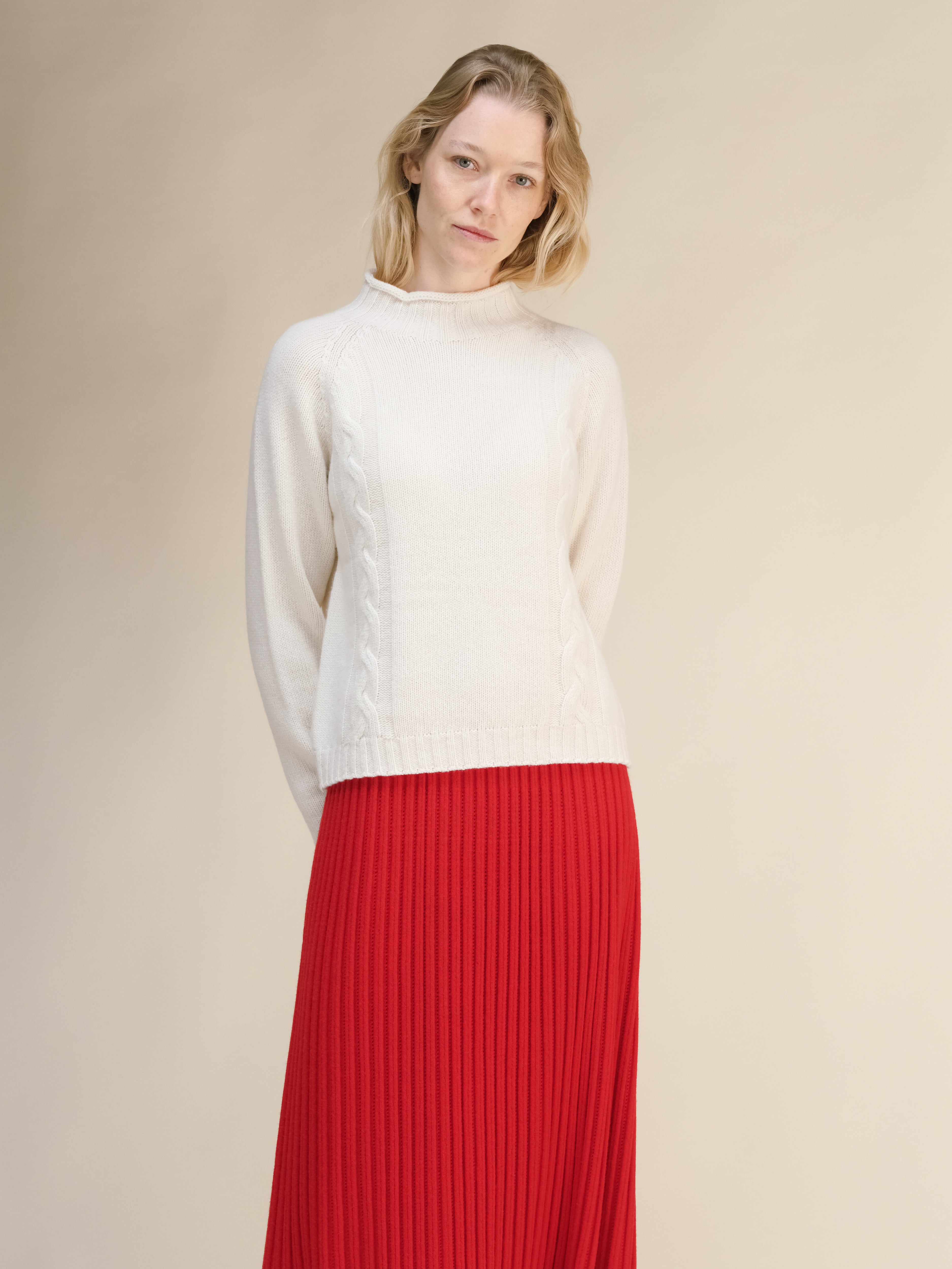 Maglione a trecce “Ricciolo” in misto cashmere (3D-Knit)