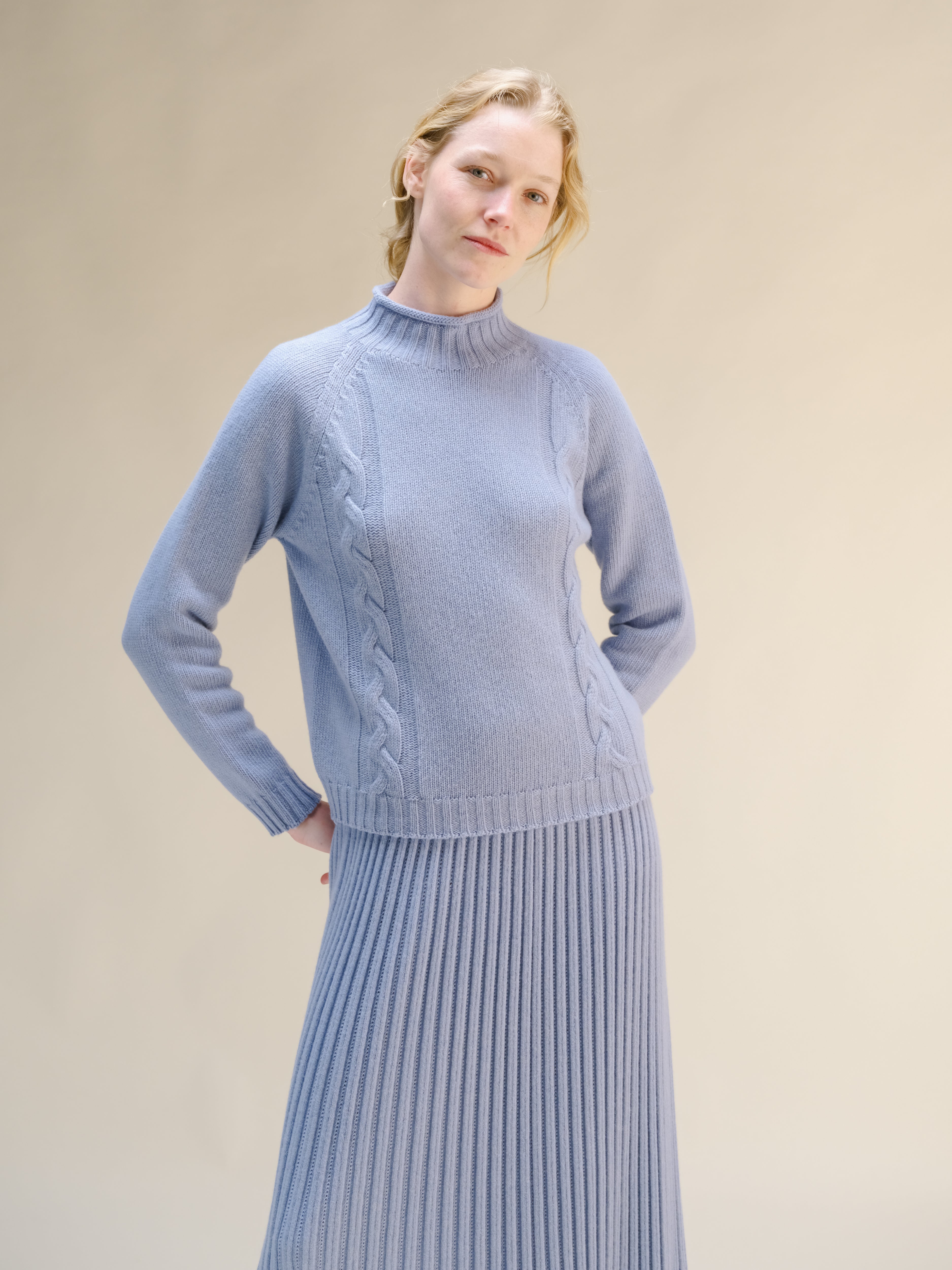 Maglione a trecce “Ricciolo” in misto cashmere (3D-Knit)