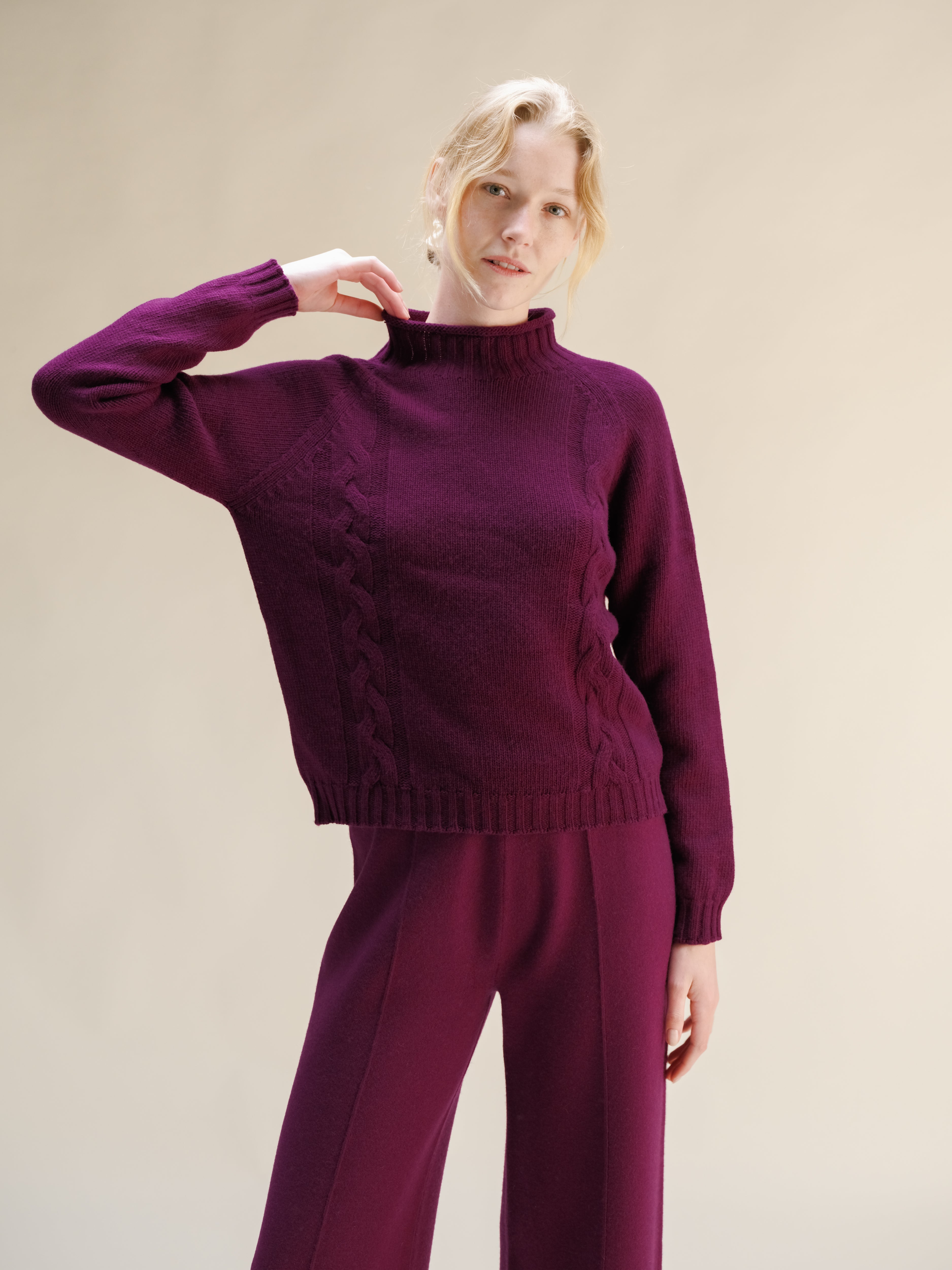 Maglione a trecce “Ricciolo” in misto cashmere (3D-Knit)