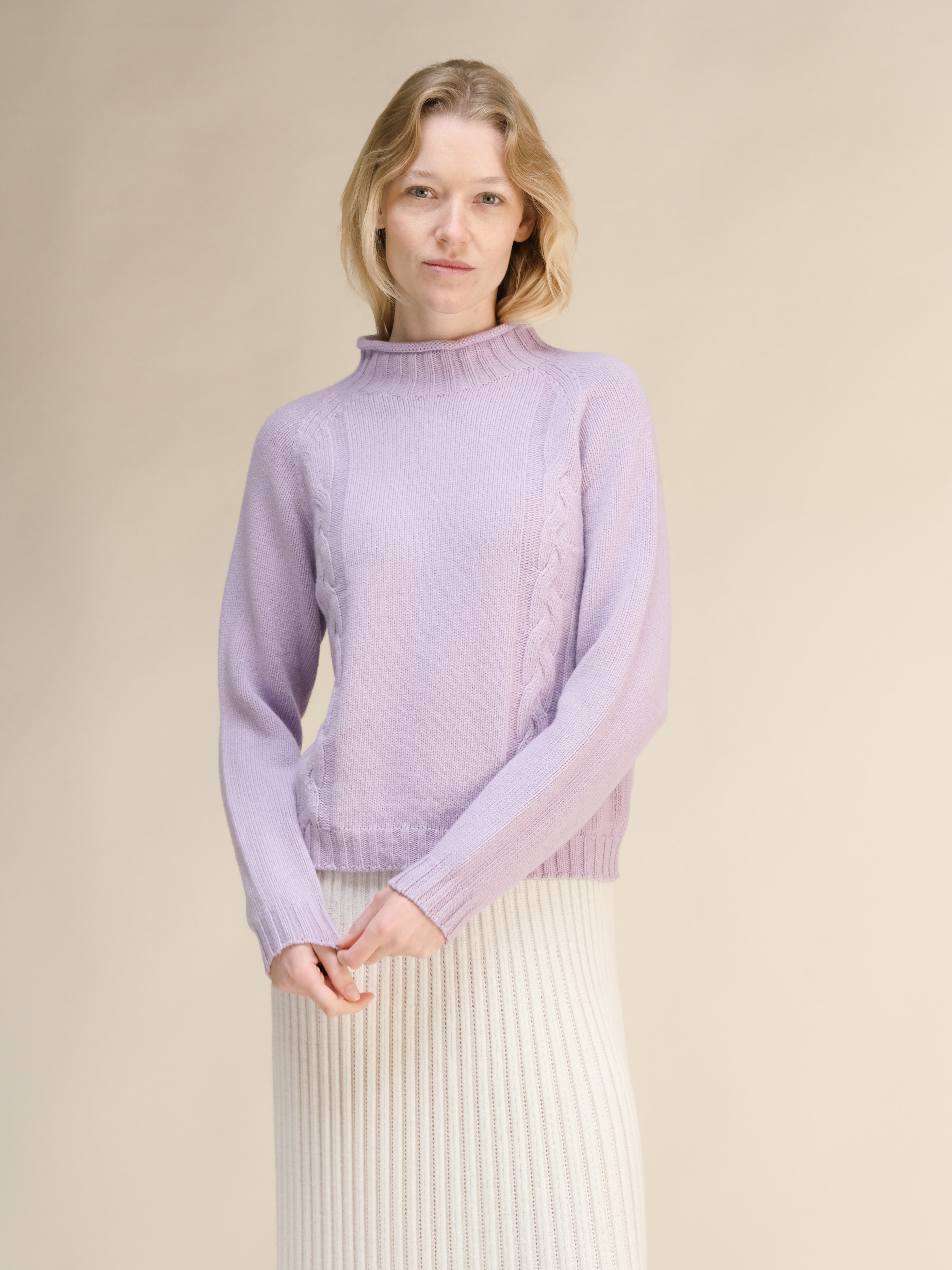 Maglione a trecce “Ricciolo” in misto cashmere (3D-Knit)