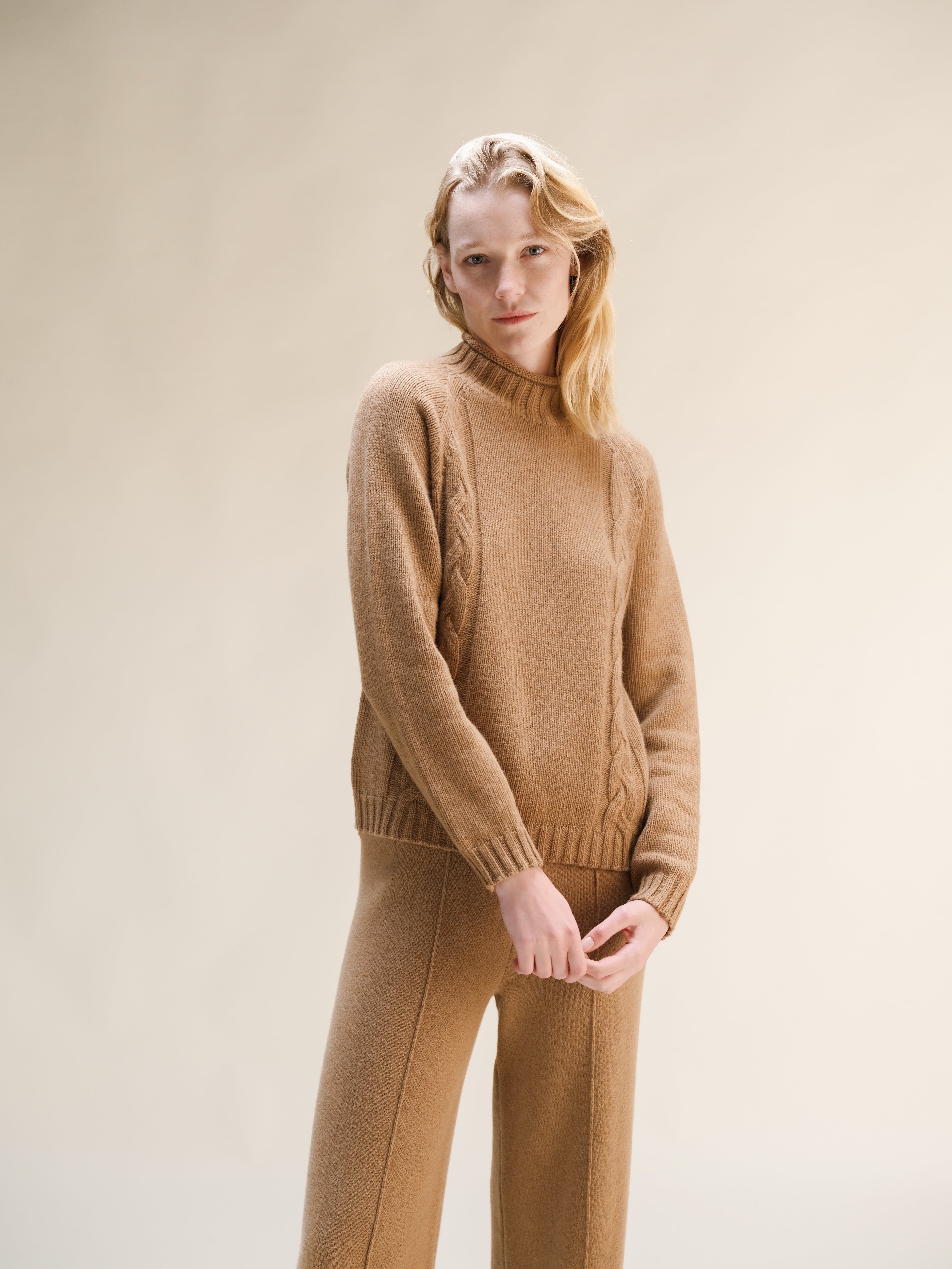 Maglione a trecce “Ricciolo” in misto cashmere (3D-Knit)