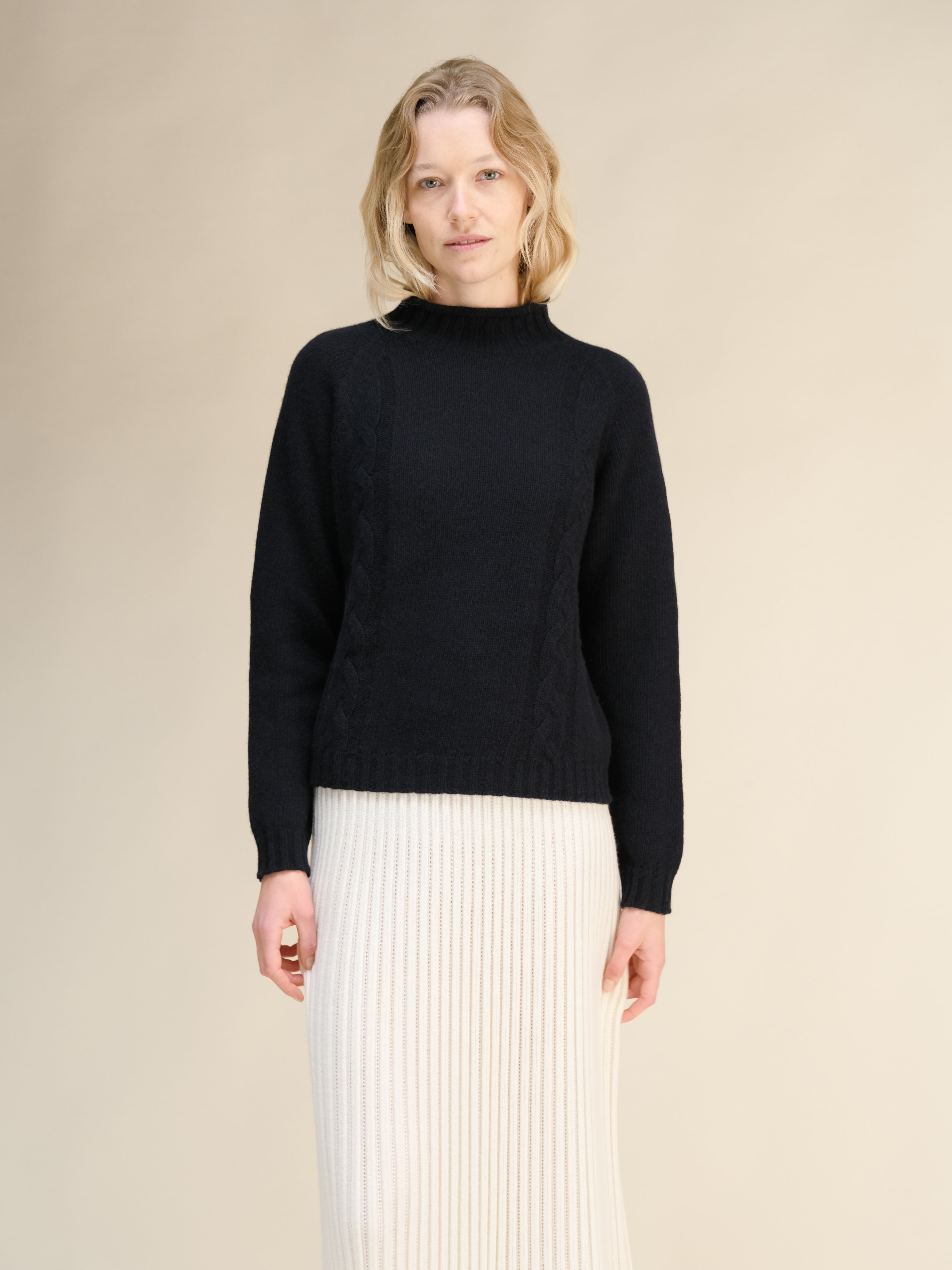 Maglione a trecce “Ricciolo” in misto cashmere (3D-Knit)