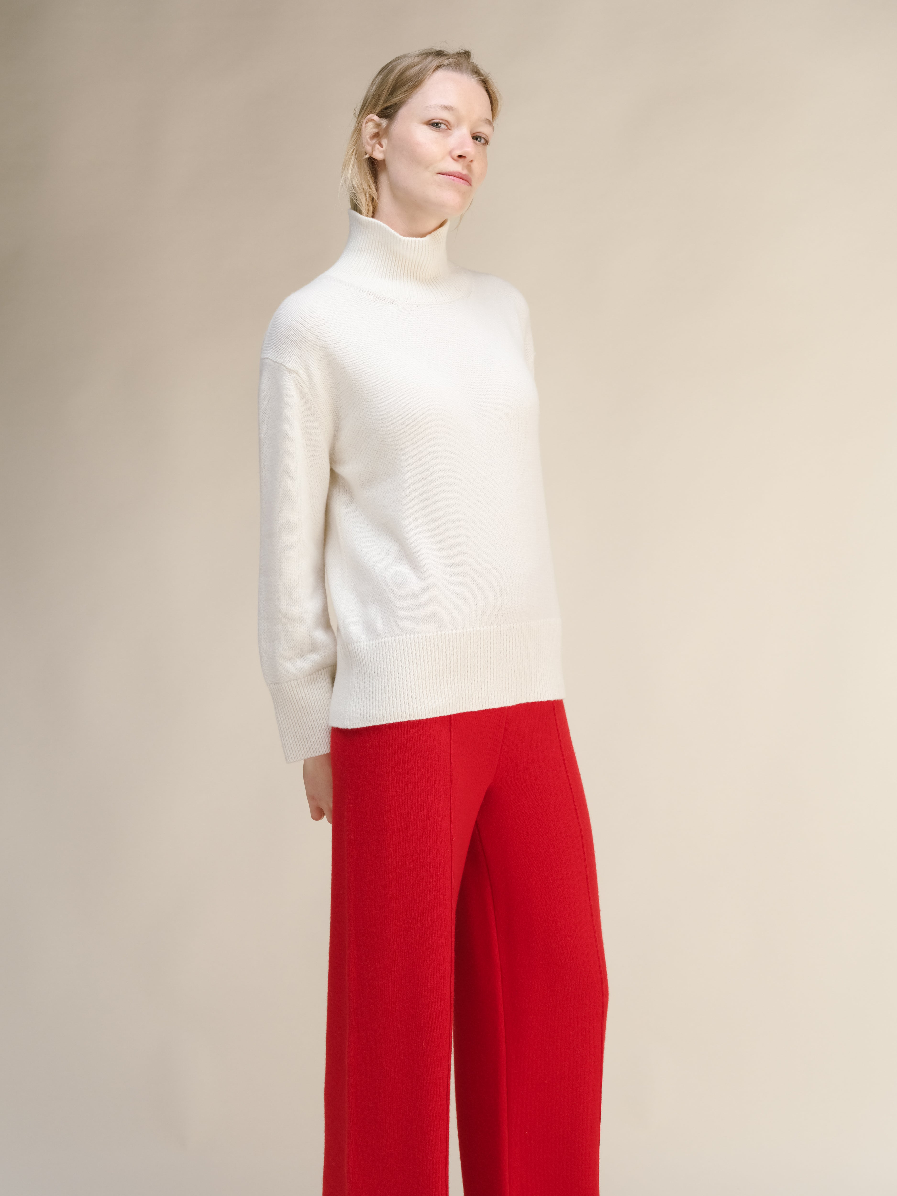 Maglione dolcevita lungo in misto cashmere