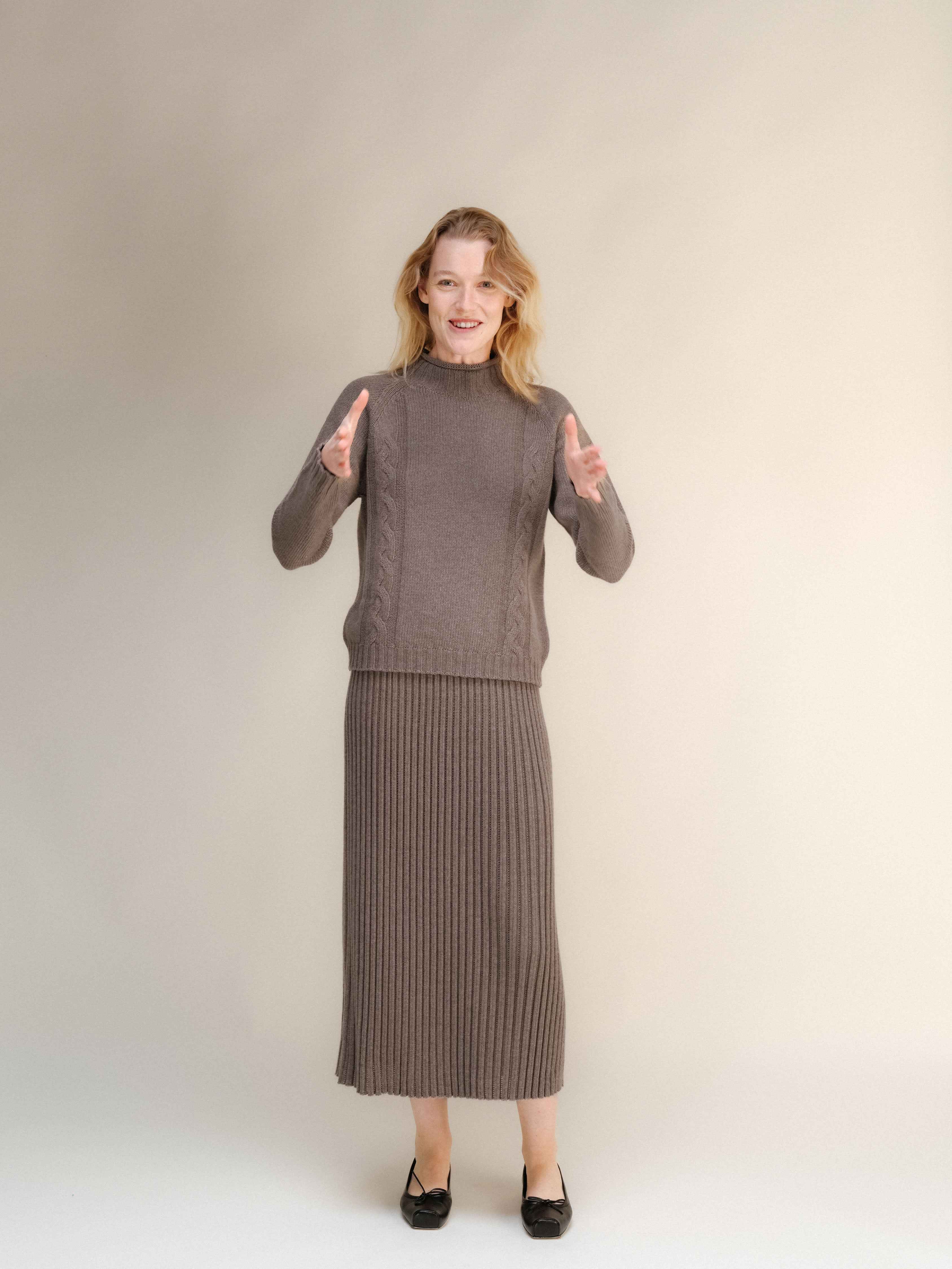 Cashmere Mix Cable "Ricciolo" Sweater (3D-Knit)