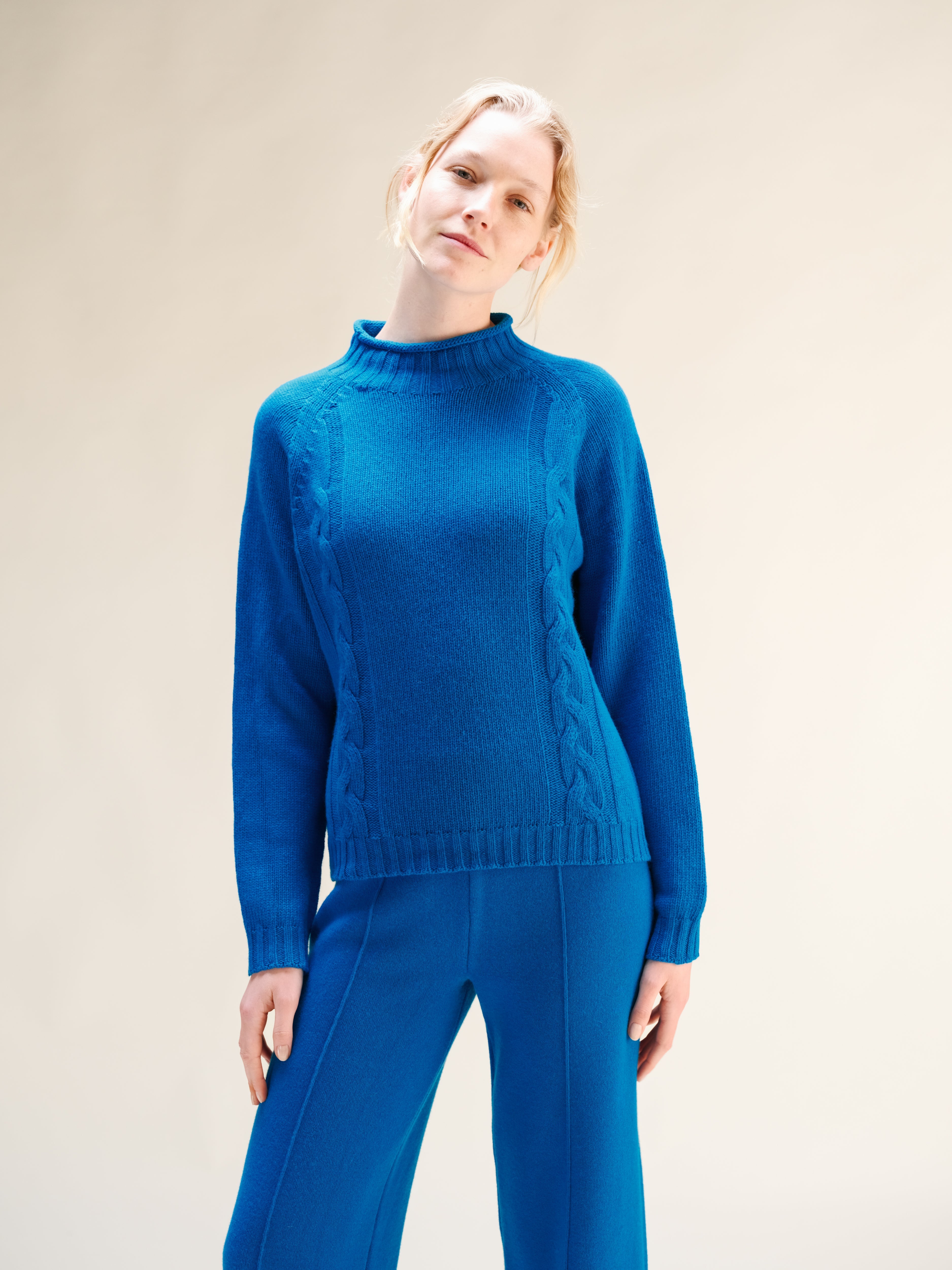 Maglione a trecce “Ricciolo” in misto cashmere (3D-Knit)