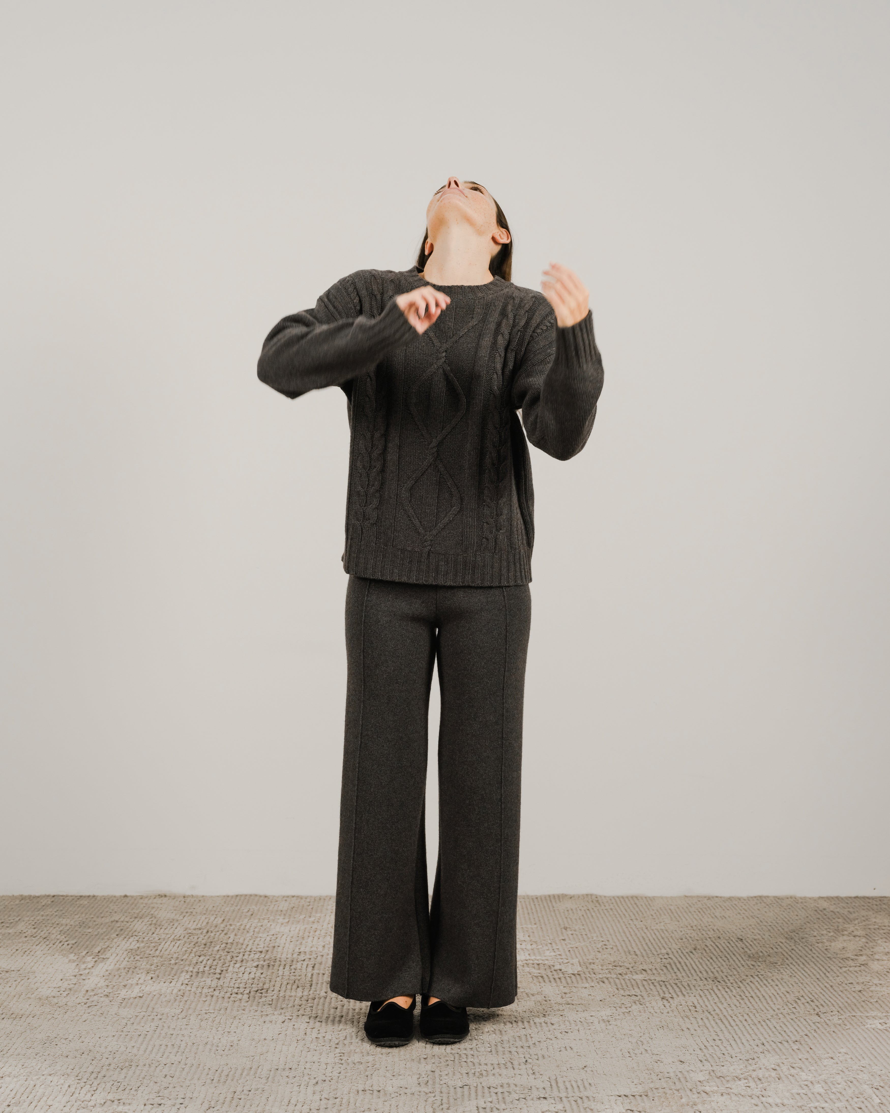 Maglione a trecce in misto cashmere