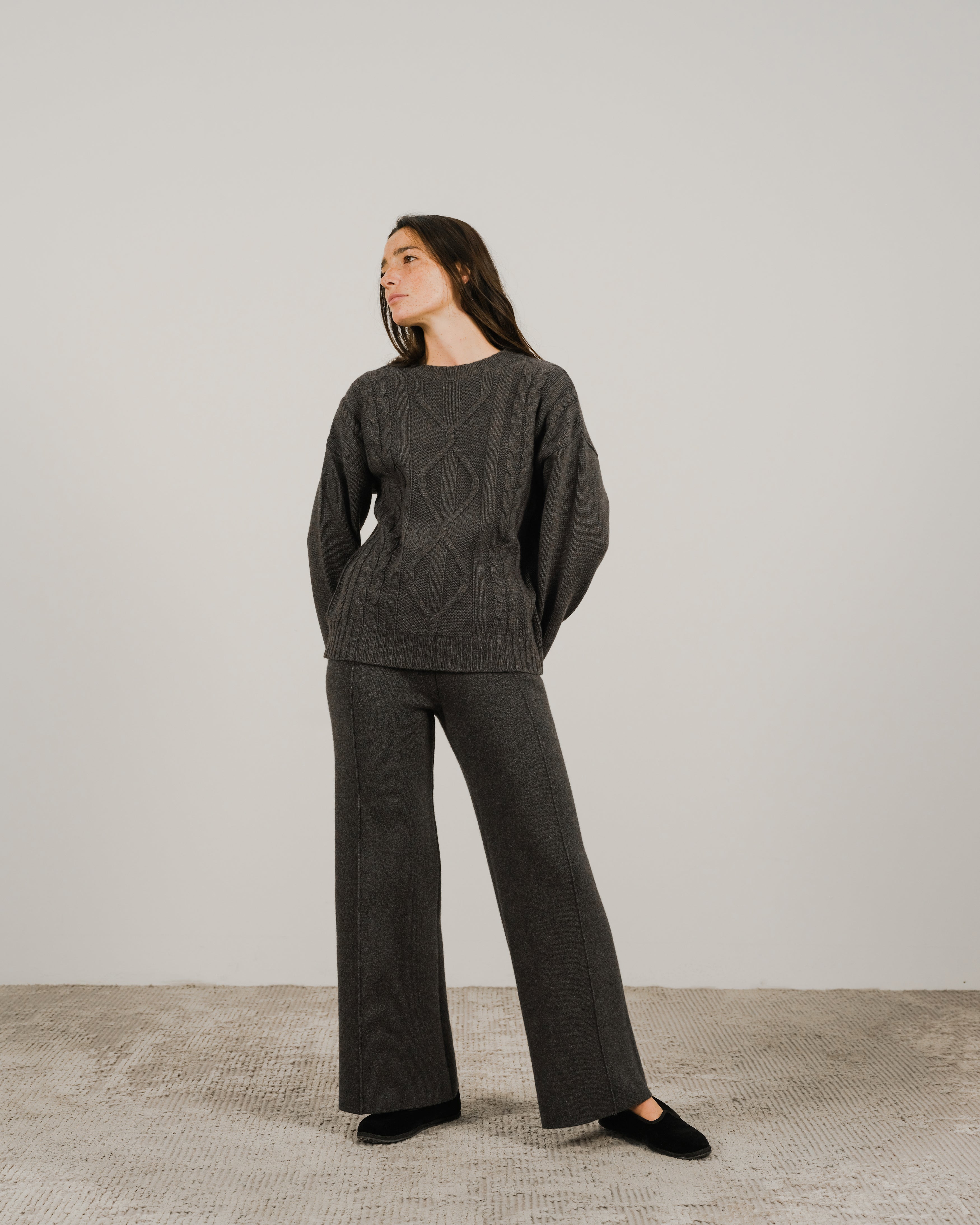 Maglione a trecce in misto cashmere