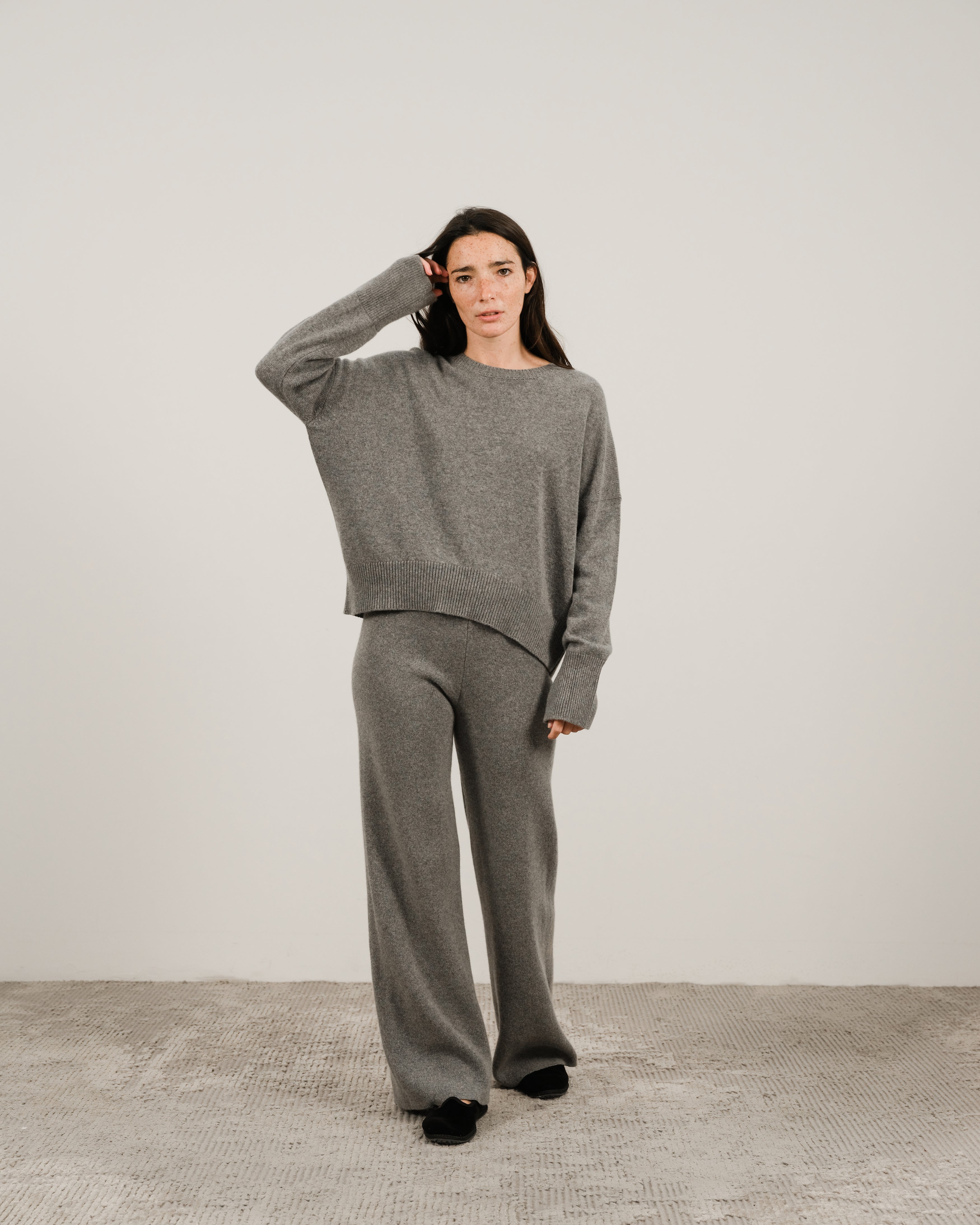 Maglia girocollo in misto cashmere