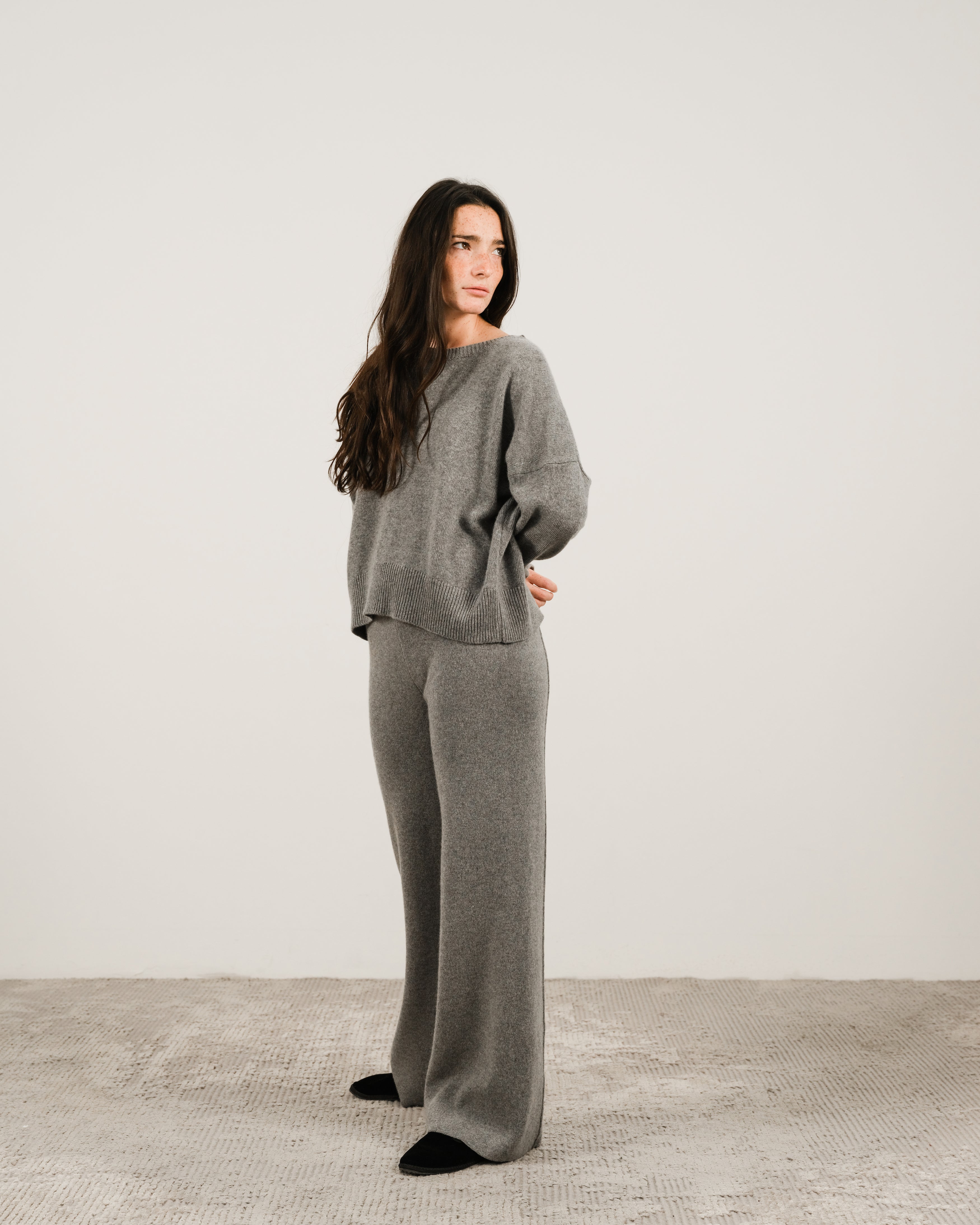 Maglia girocollo in misto cashmere