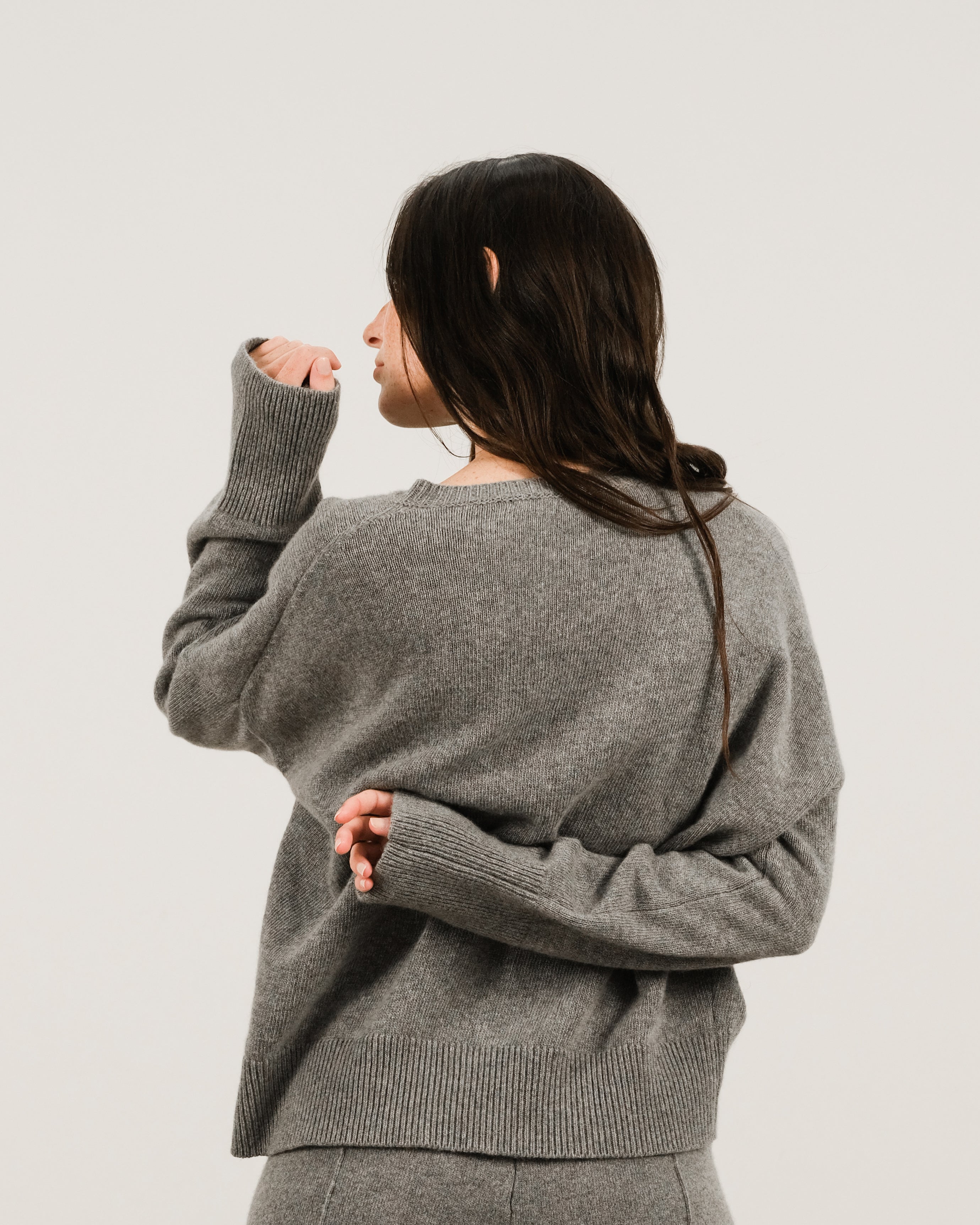 Maglia girocollo in misto cashmere