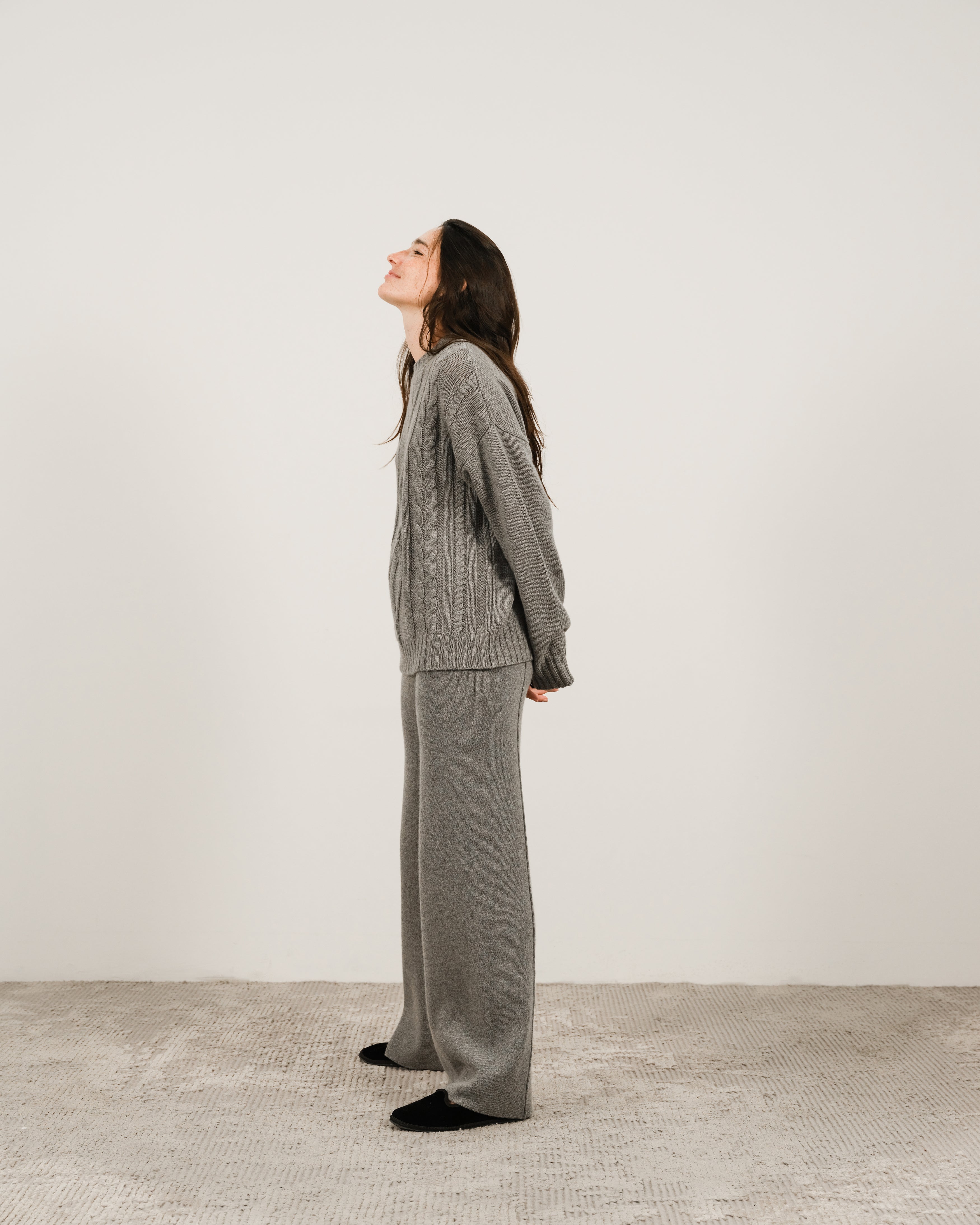 Maglione a trecce in misto cashmere