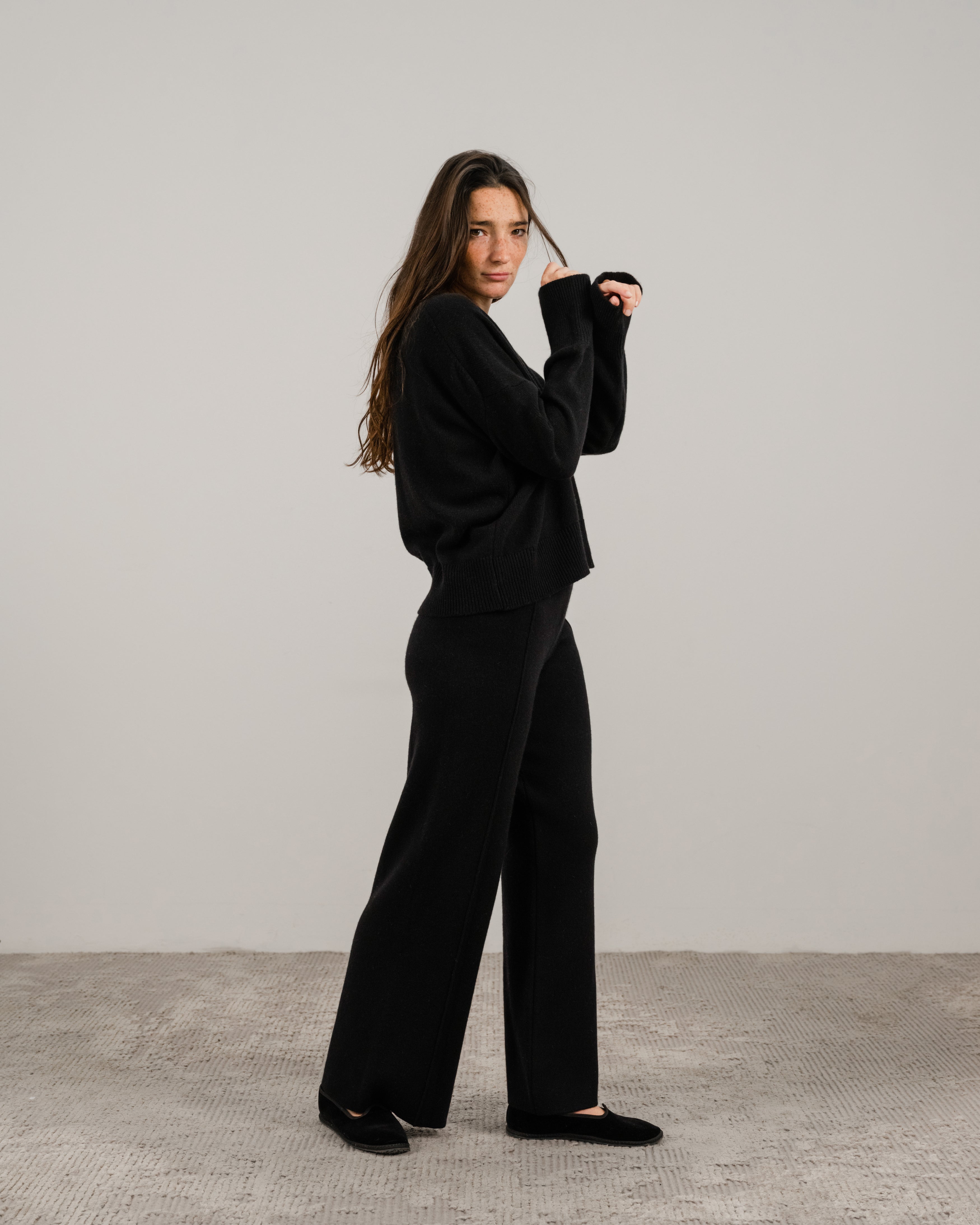 Maglia girocollo in misto cashmere
