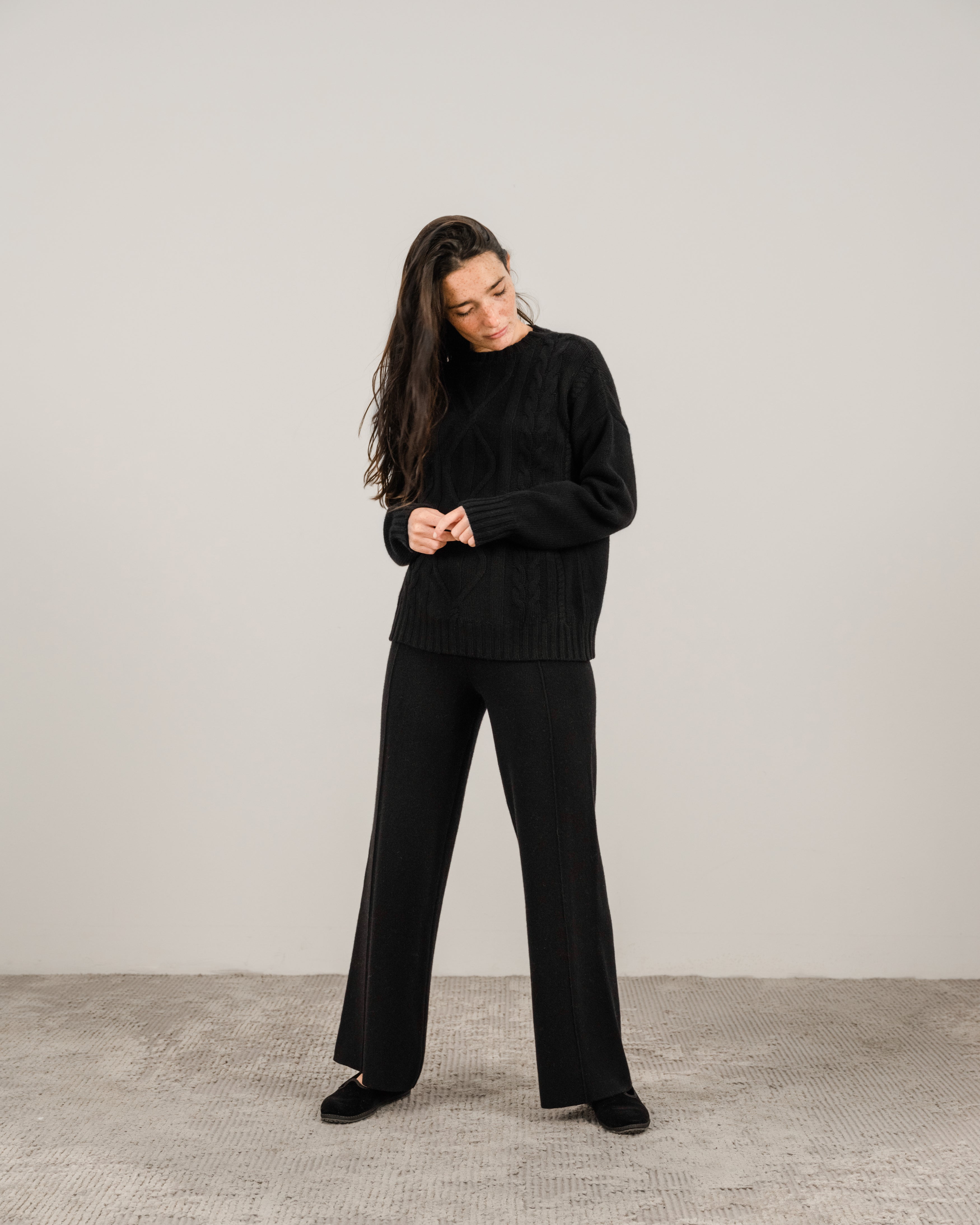 Maglione a trecce in misto cashmere