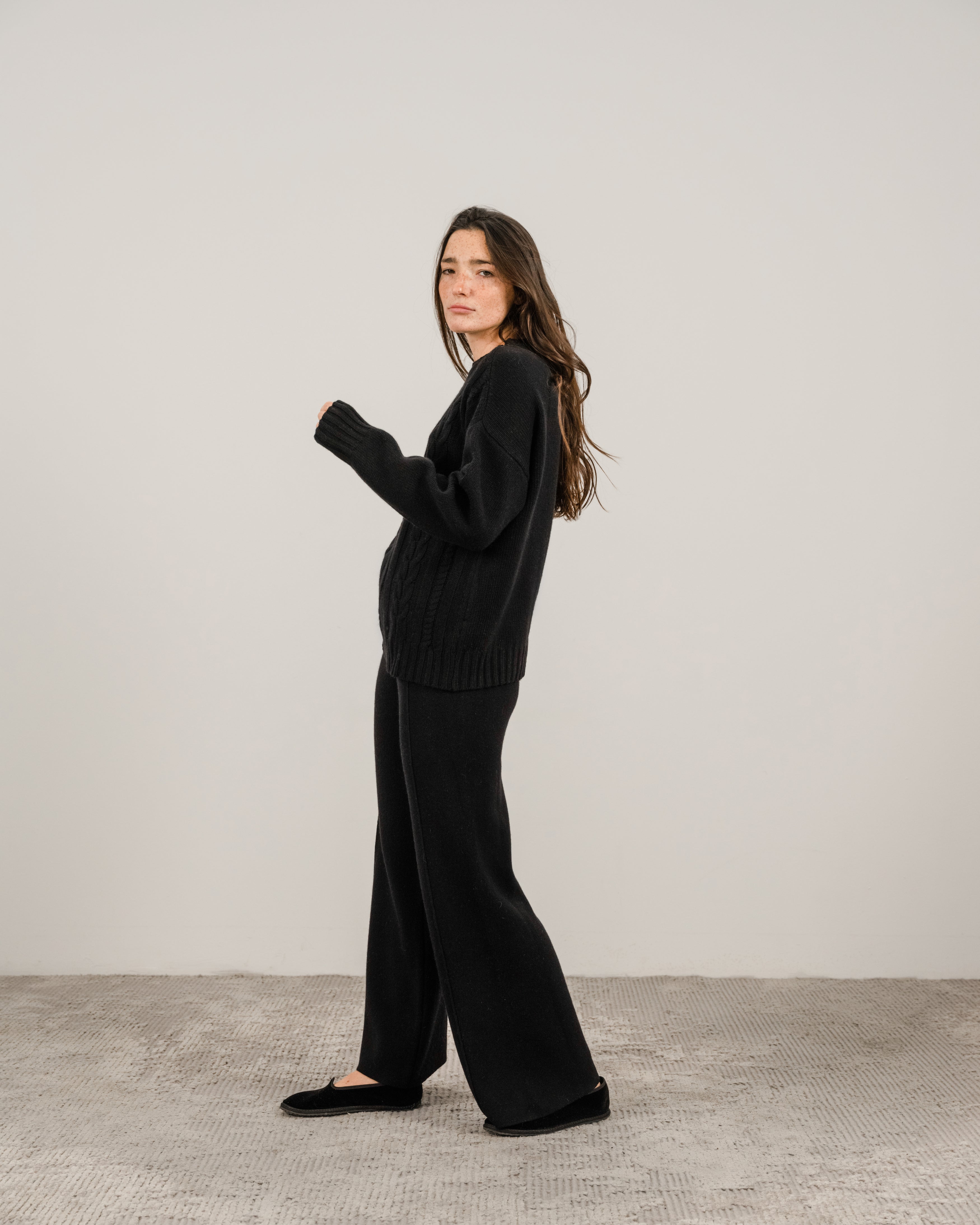 Maglione a trecce in misto cashmere