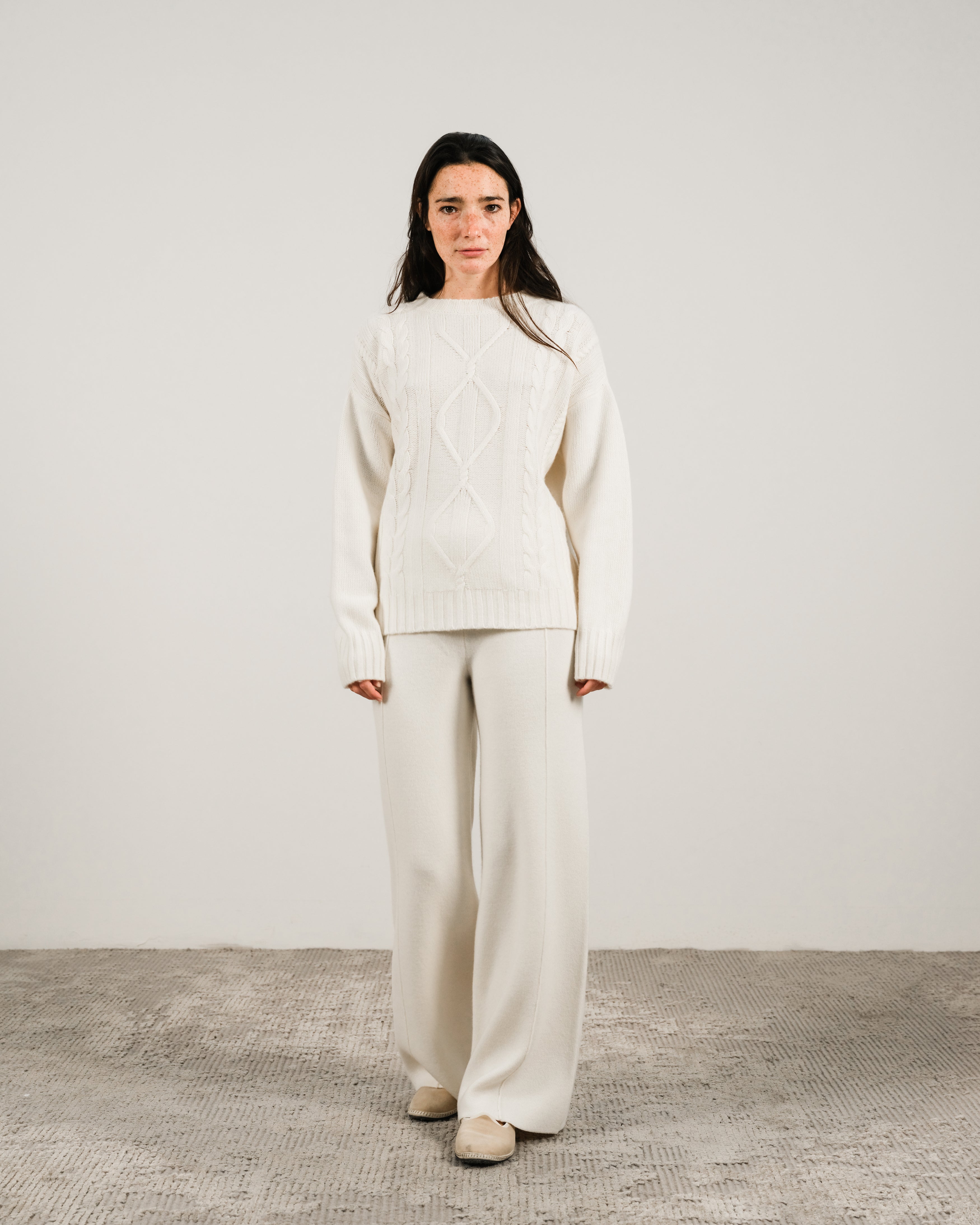 Maglione a trecce in misto cashmere