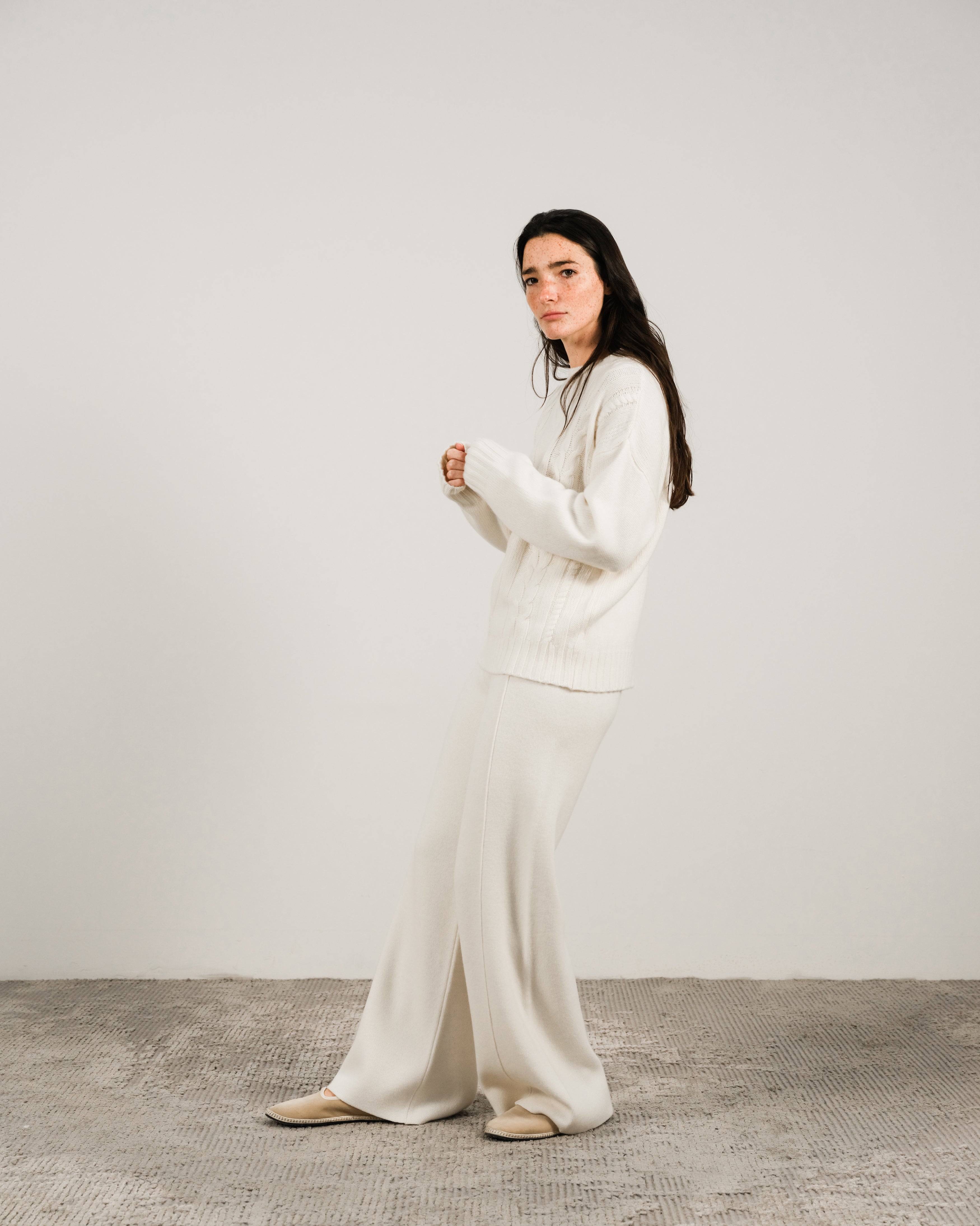 Maglione a trecce in misto cashmere