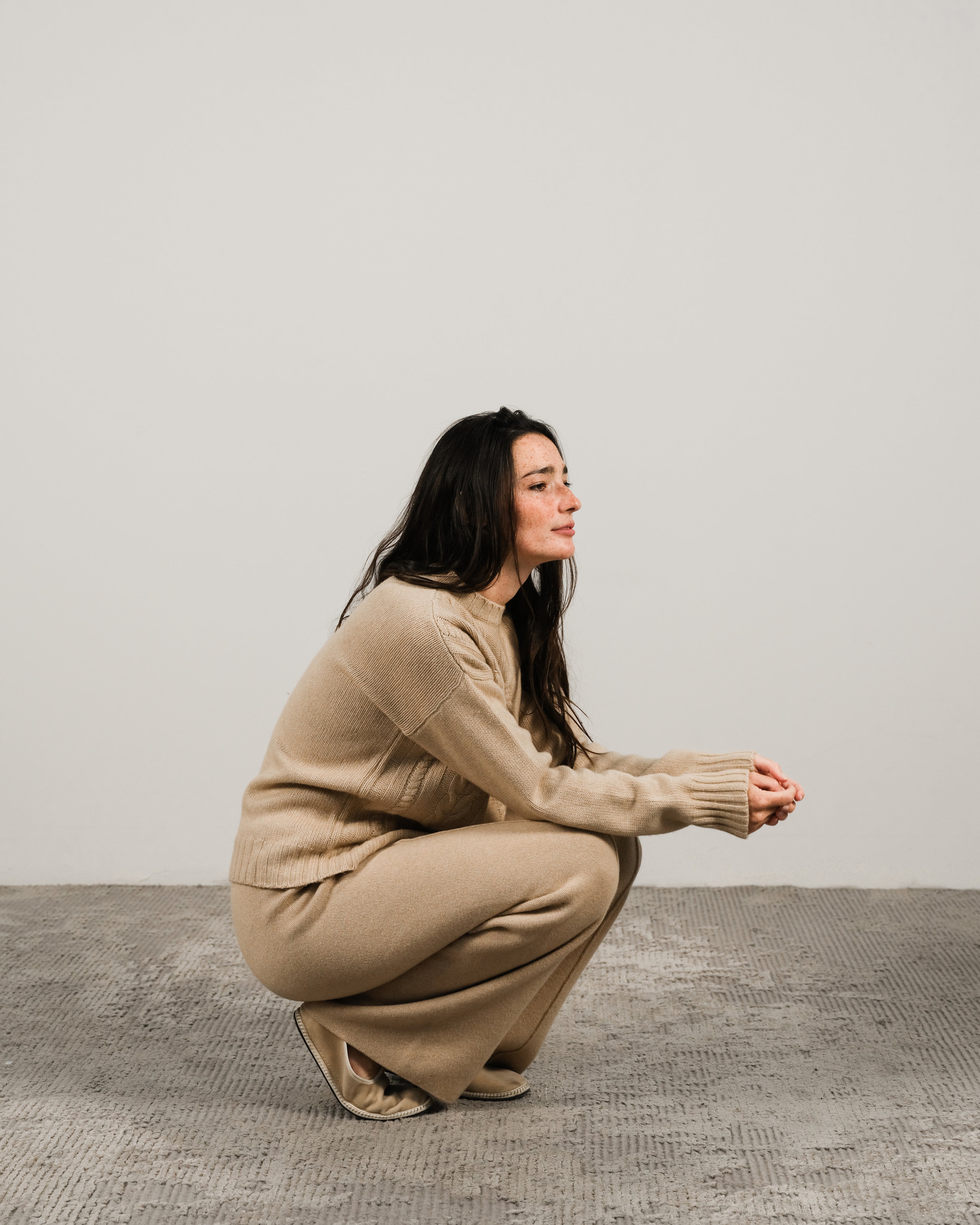 Maglione a trecce in misto cashmere