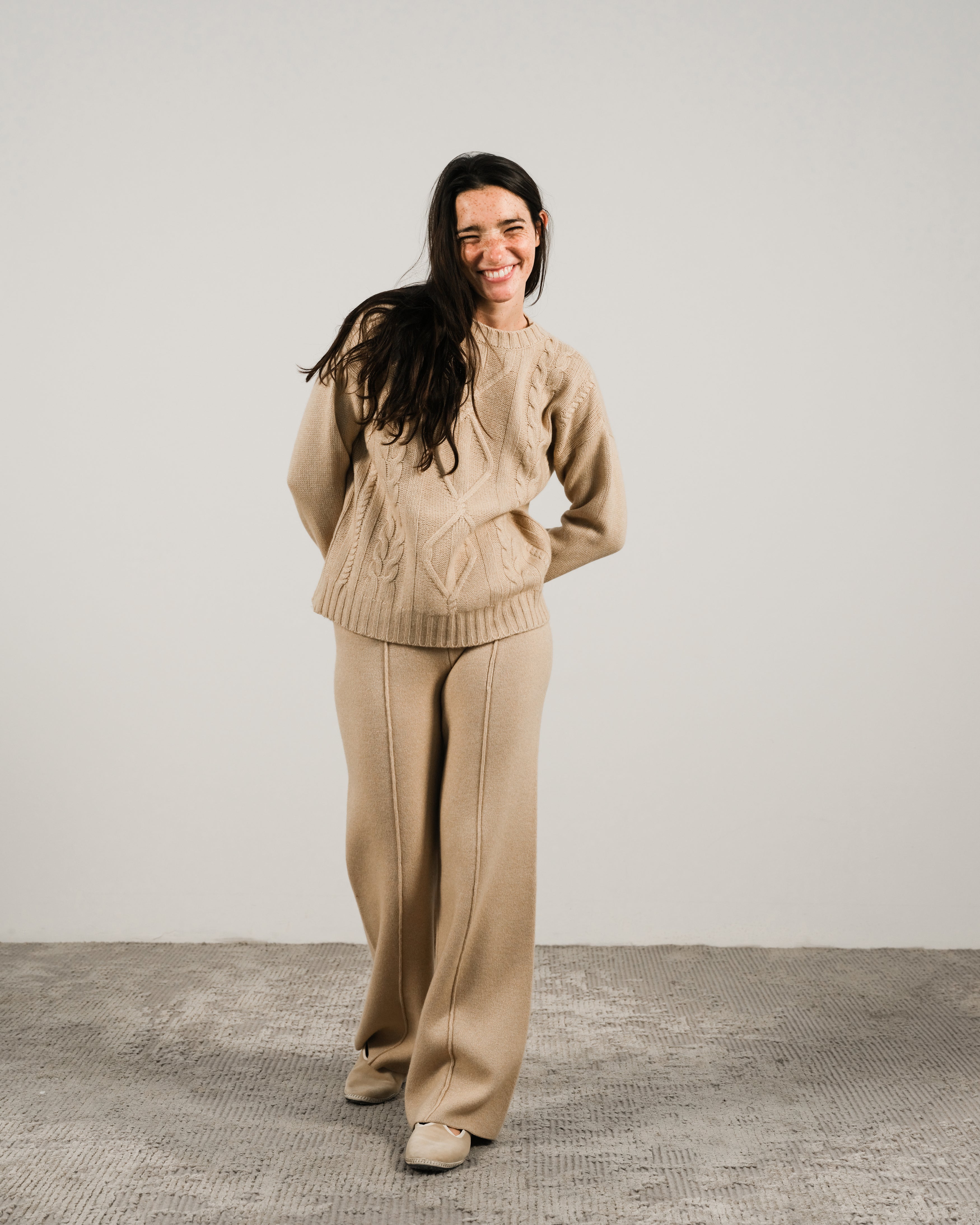 Maglione a trecce in misto cashmere