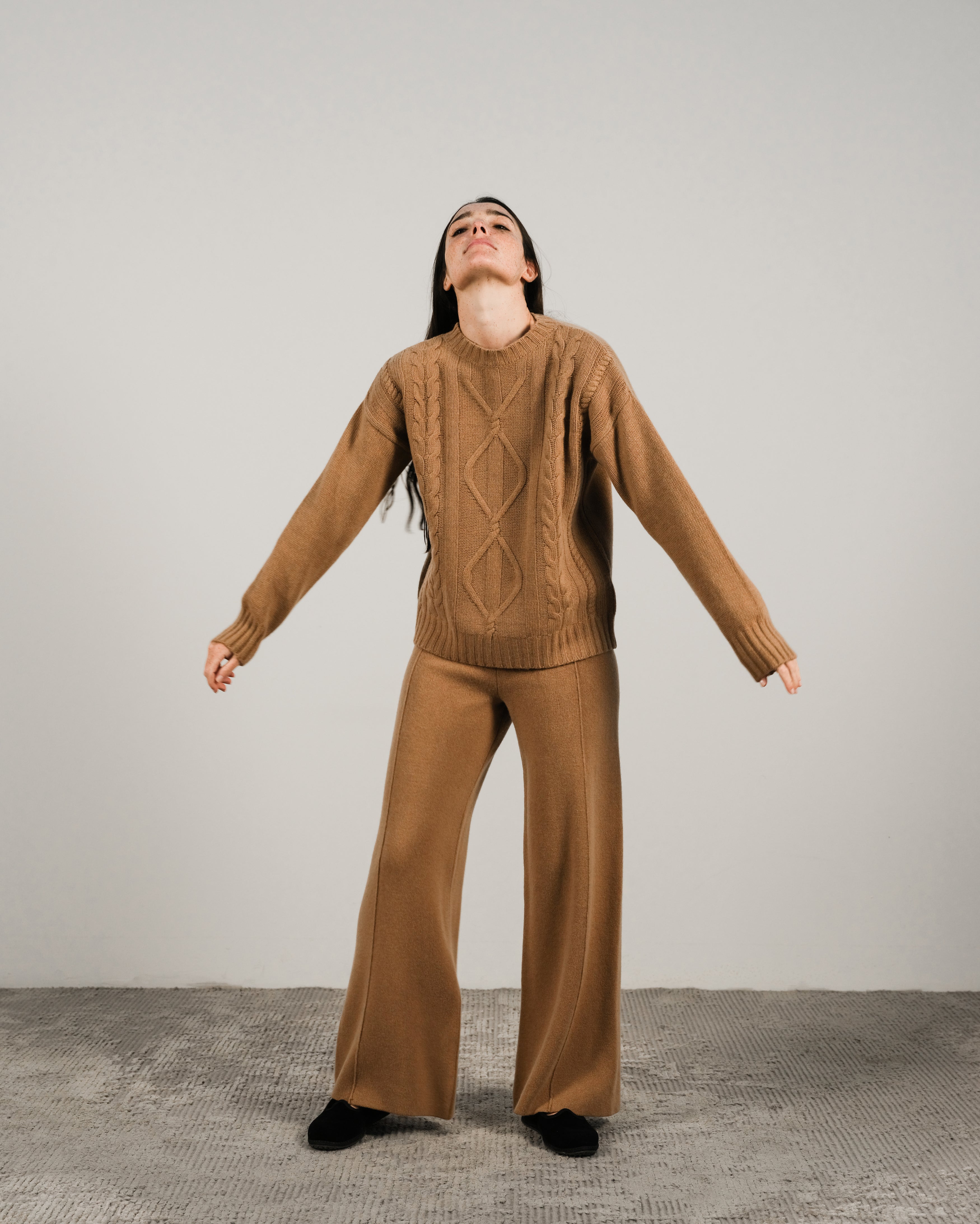Maglione a trecce in misto cashmere