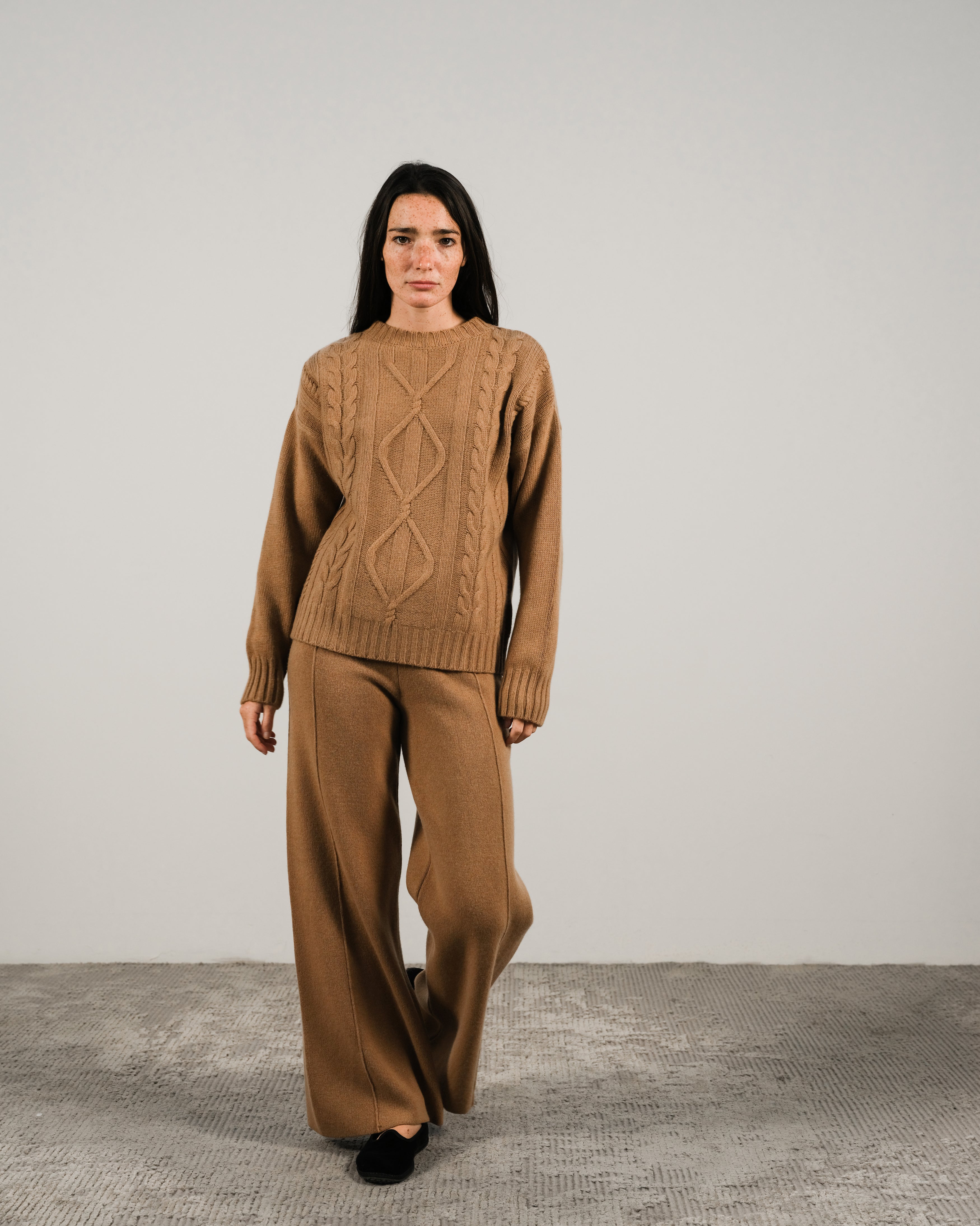 Maglione a trecce in misto cashmere