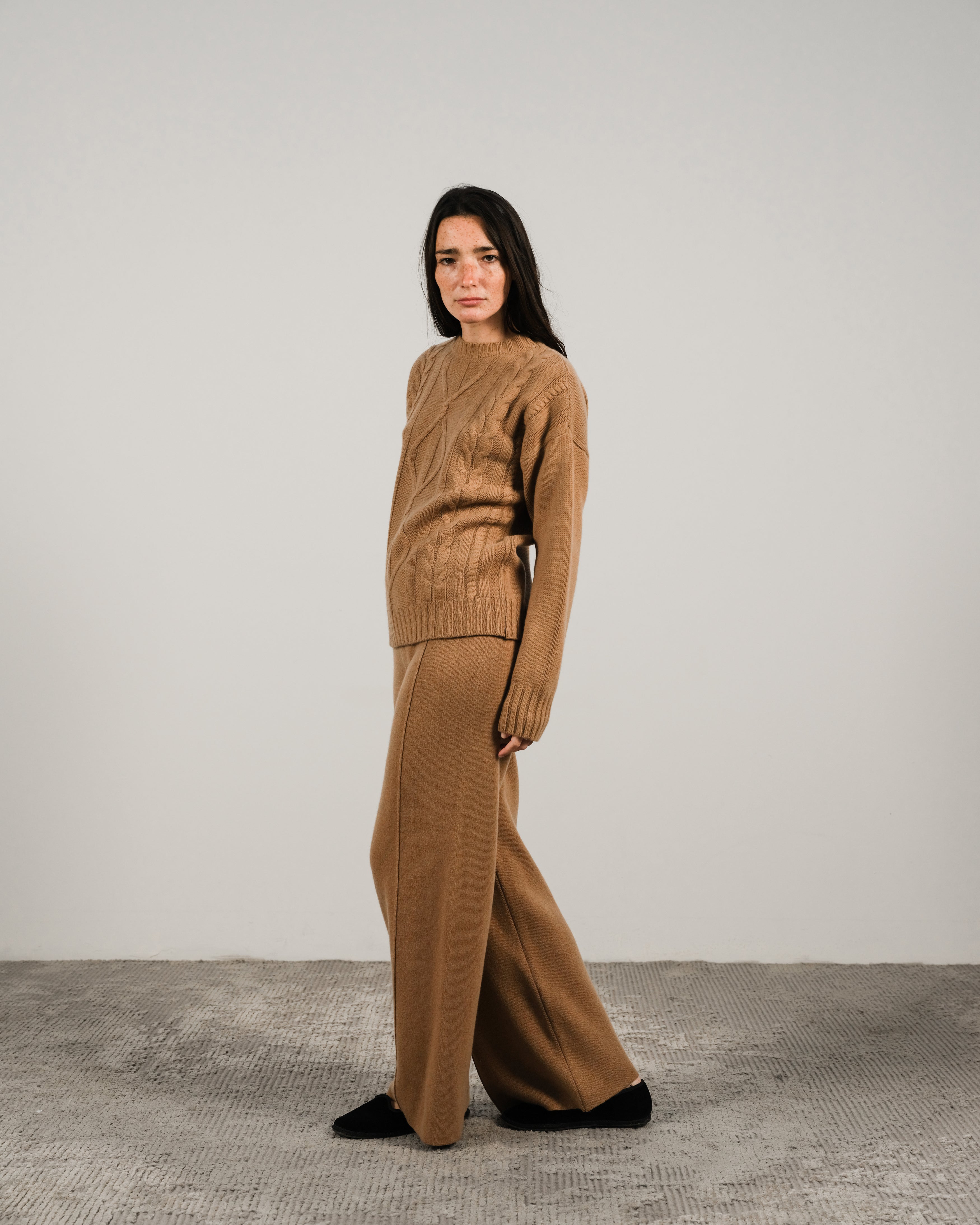 Maglione a trecce in misto cashmere