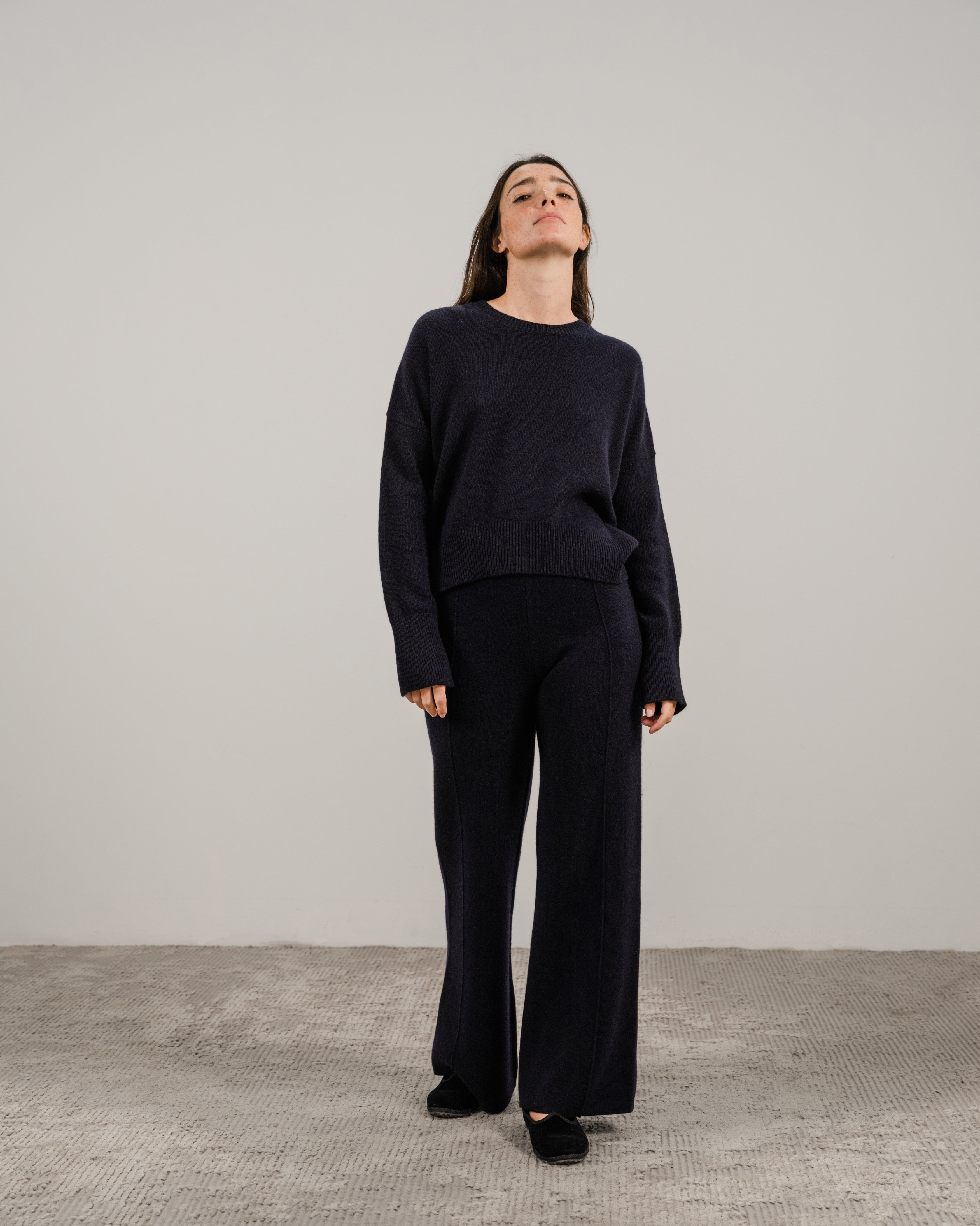 Maglia girocollo in misto cashmere
