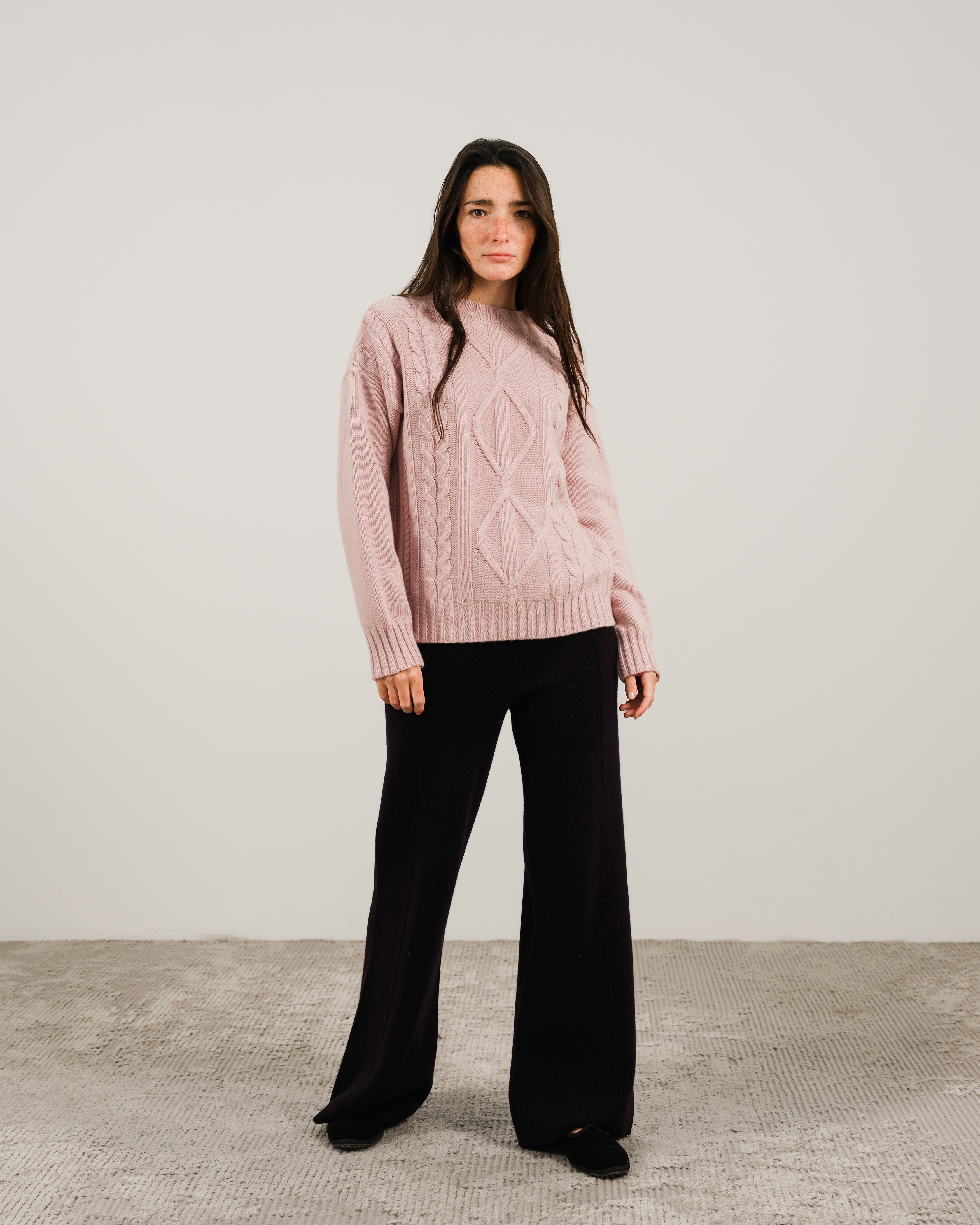 Maglione a trecce in misto cashmere