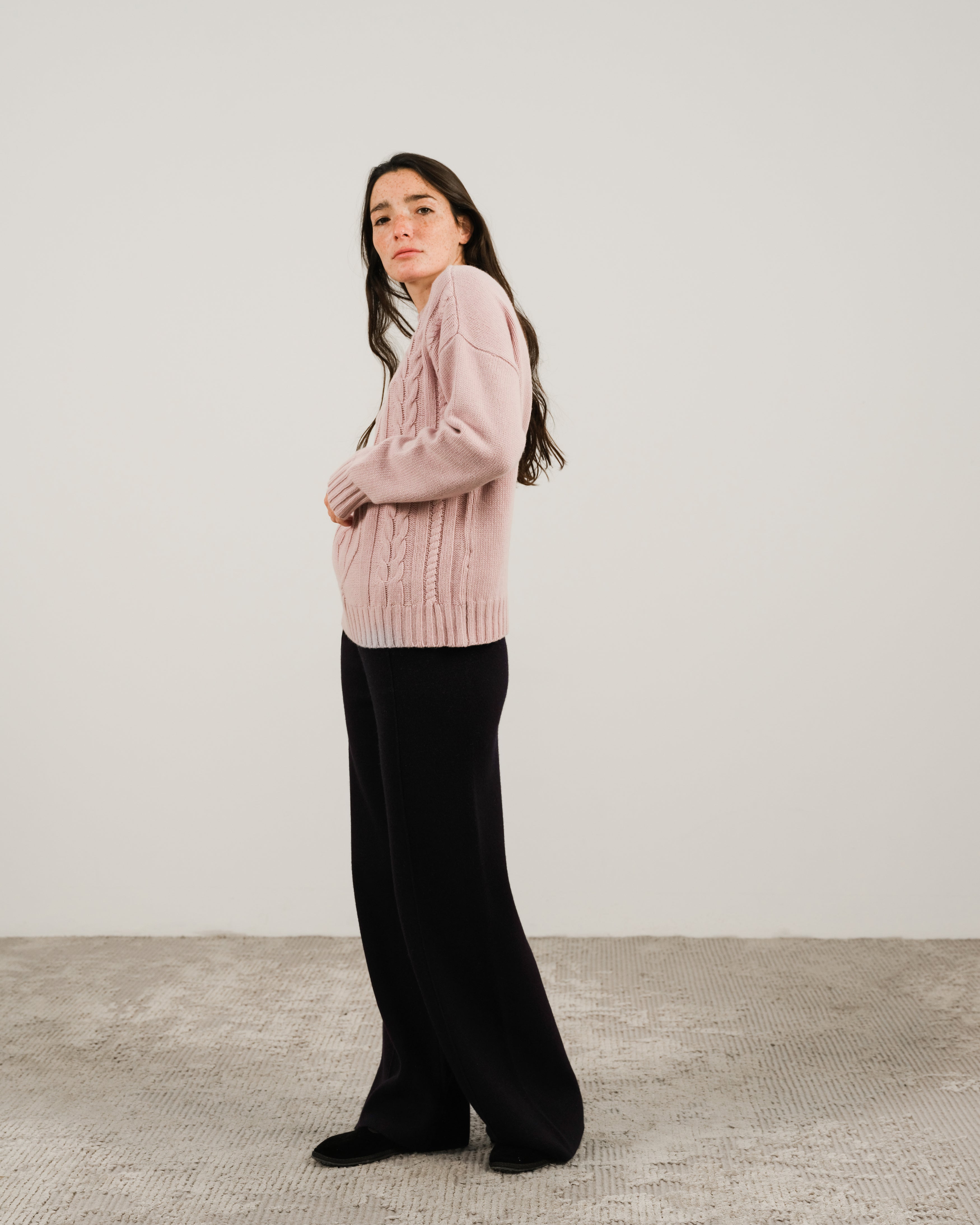 Maglione a trecce in misto cashmere