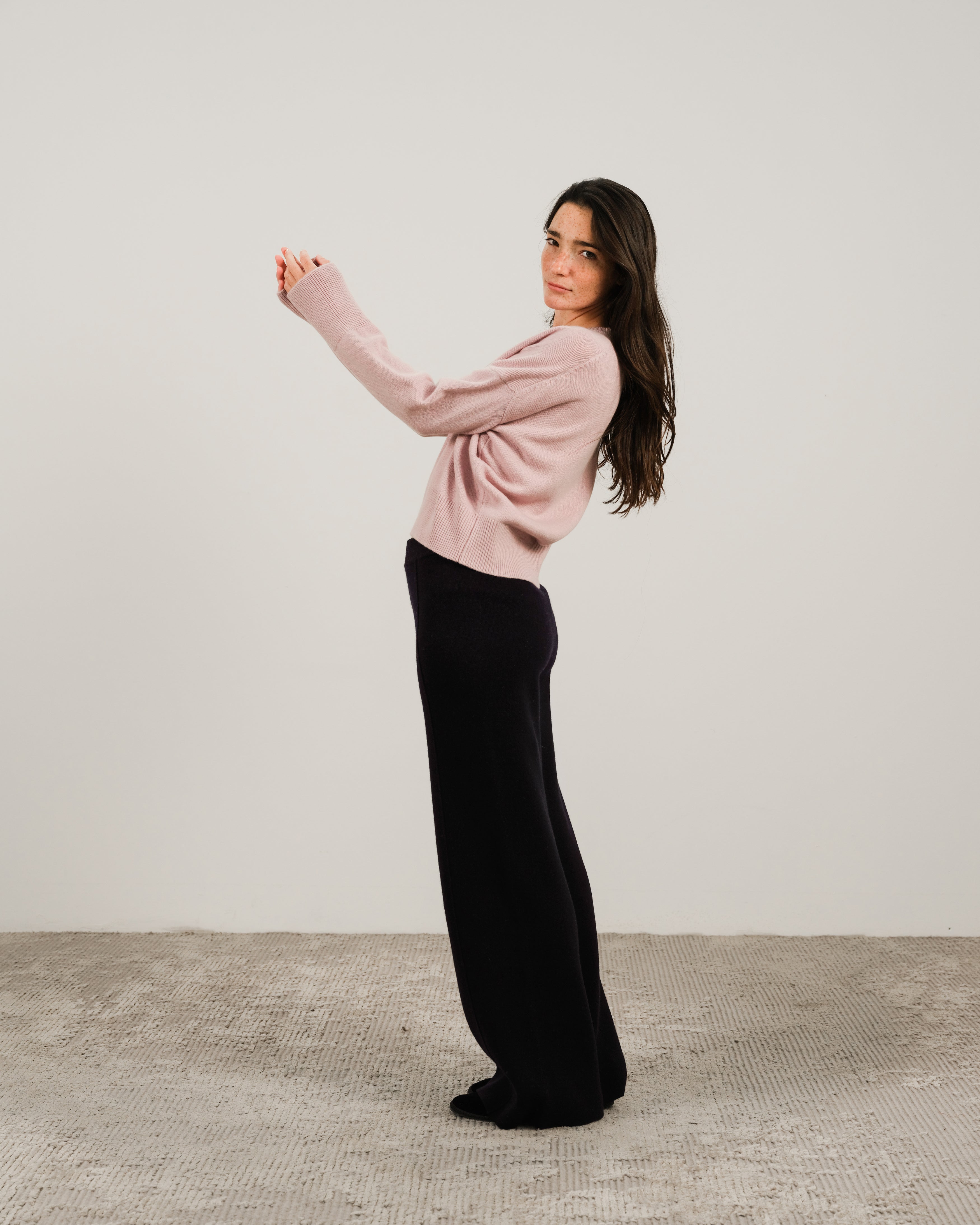 Maglia girocollo in misto cashmere