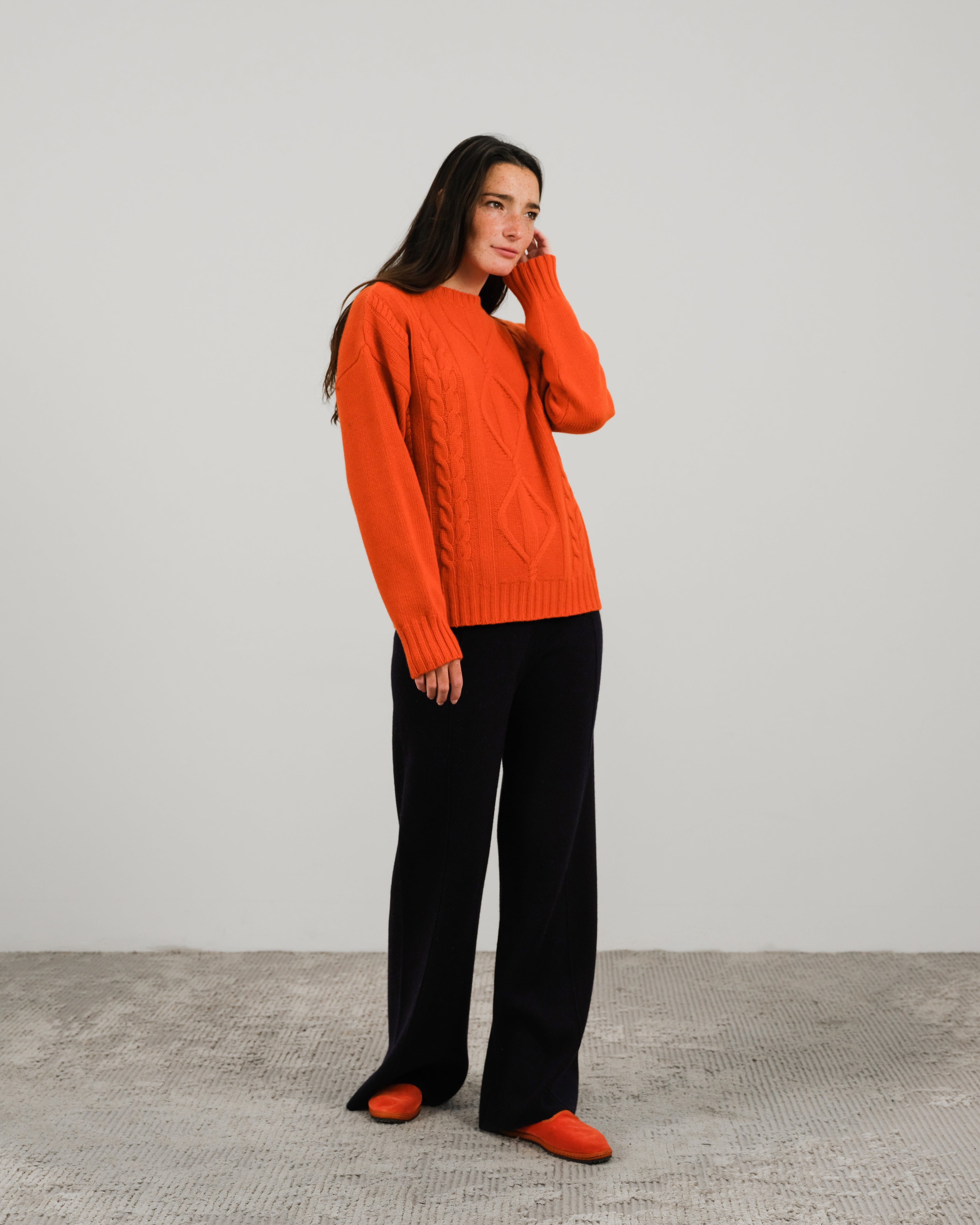 Maglione a trecce in misto cashmere