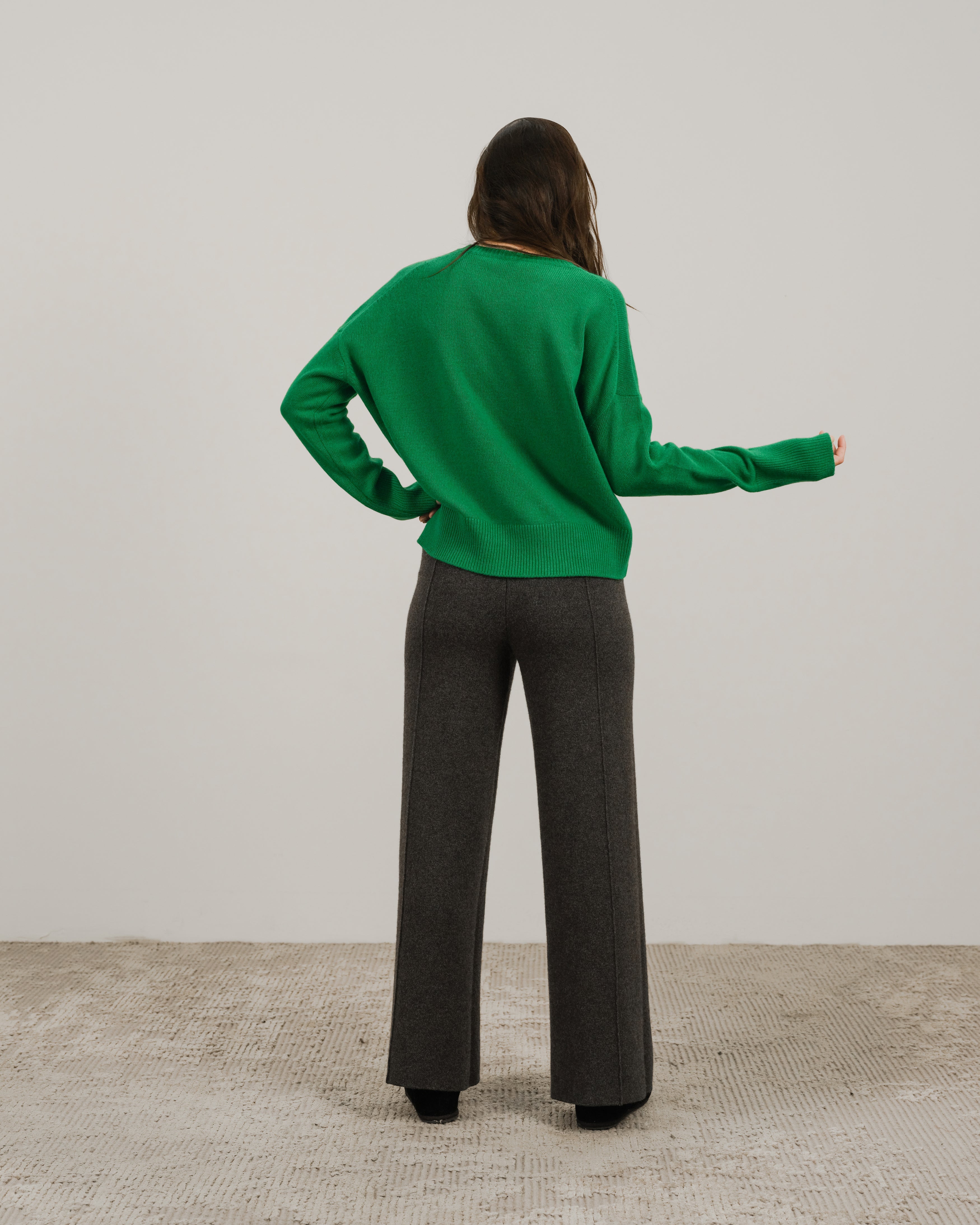 Maglia girocollo in misto cashmere