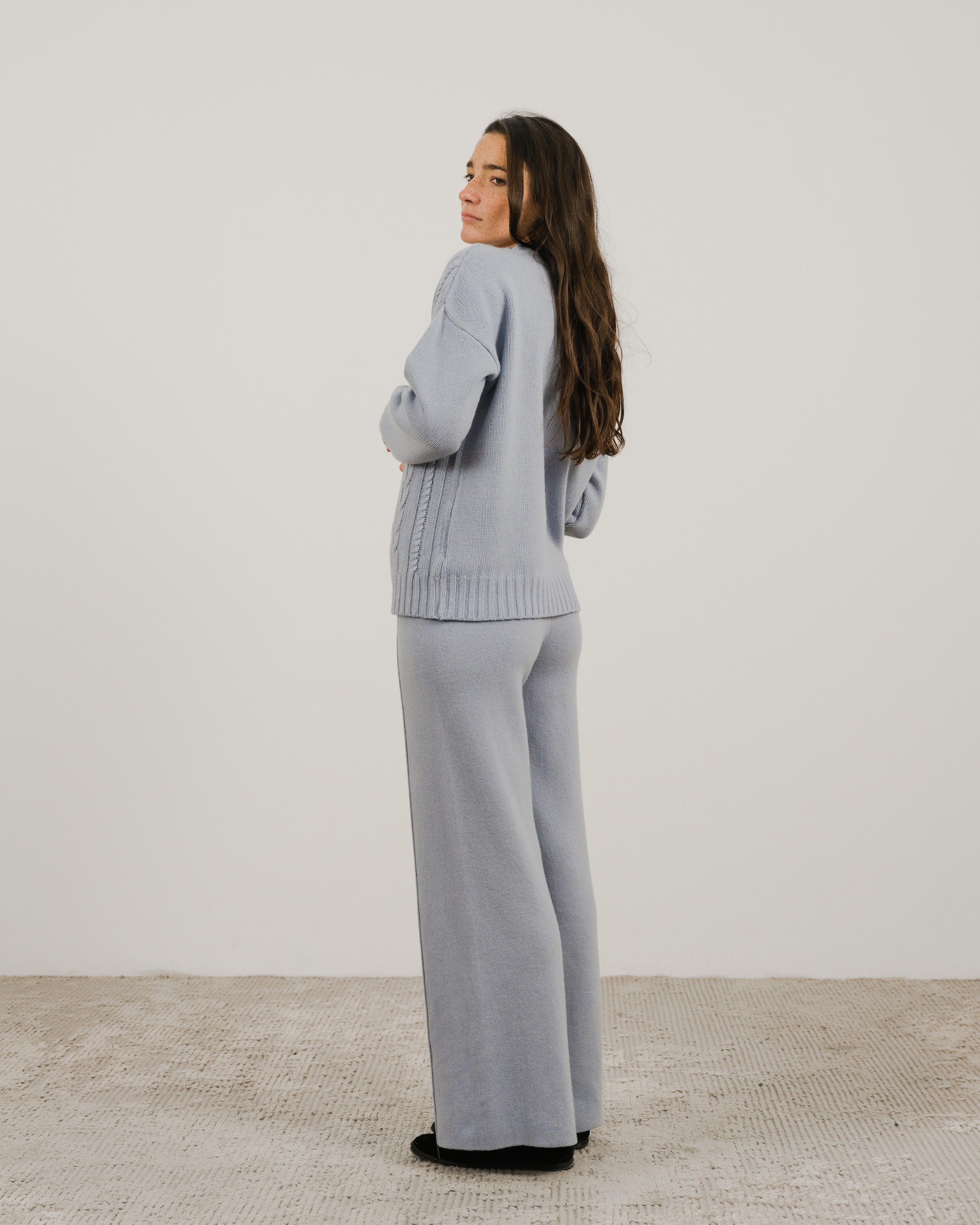 Maglione a trecce in misto cashmere